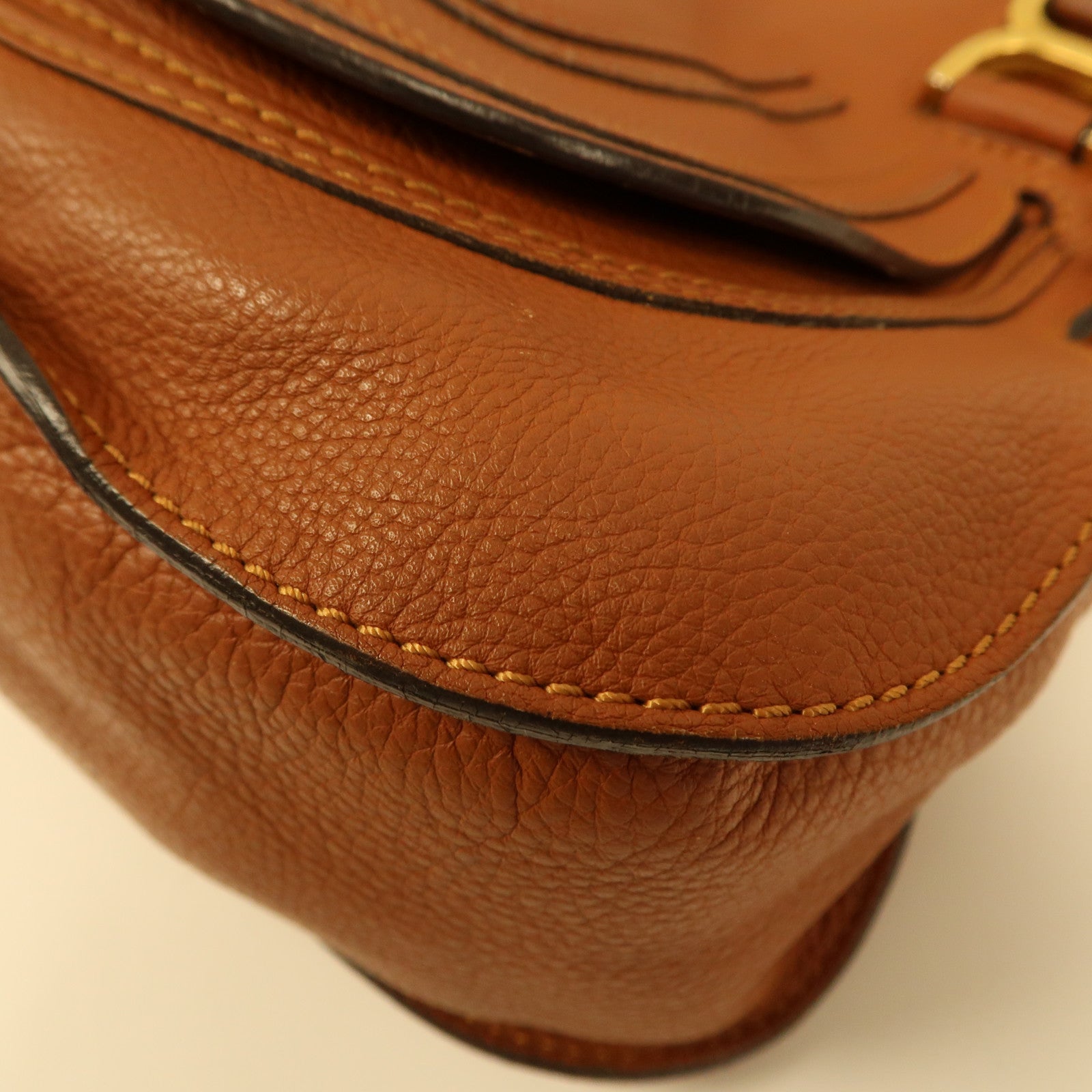 Chloe 牛皮皮革Shoulder Bag金扣肩背袋啡色