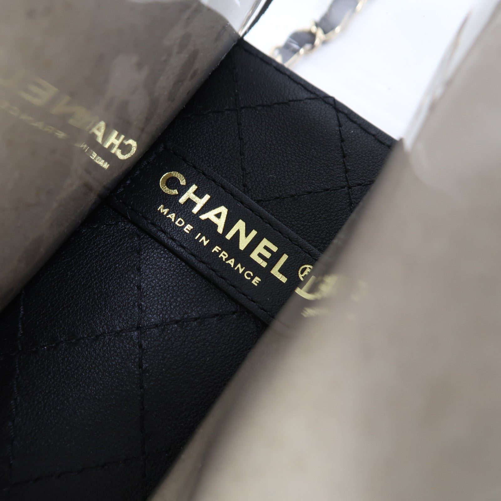 CHANEL PVC 2 Way Shoulder金扣手挽肩背兩用袋透明/黑色/白色