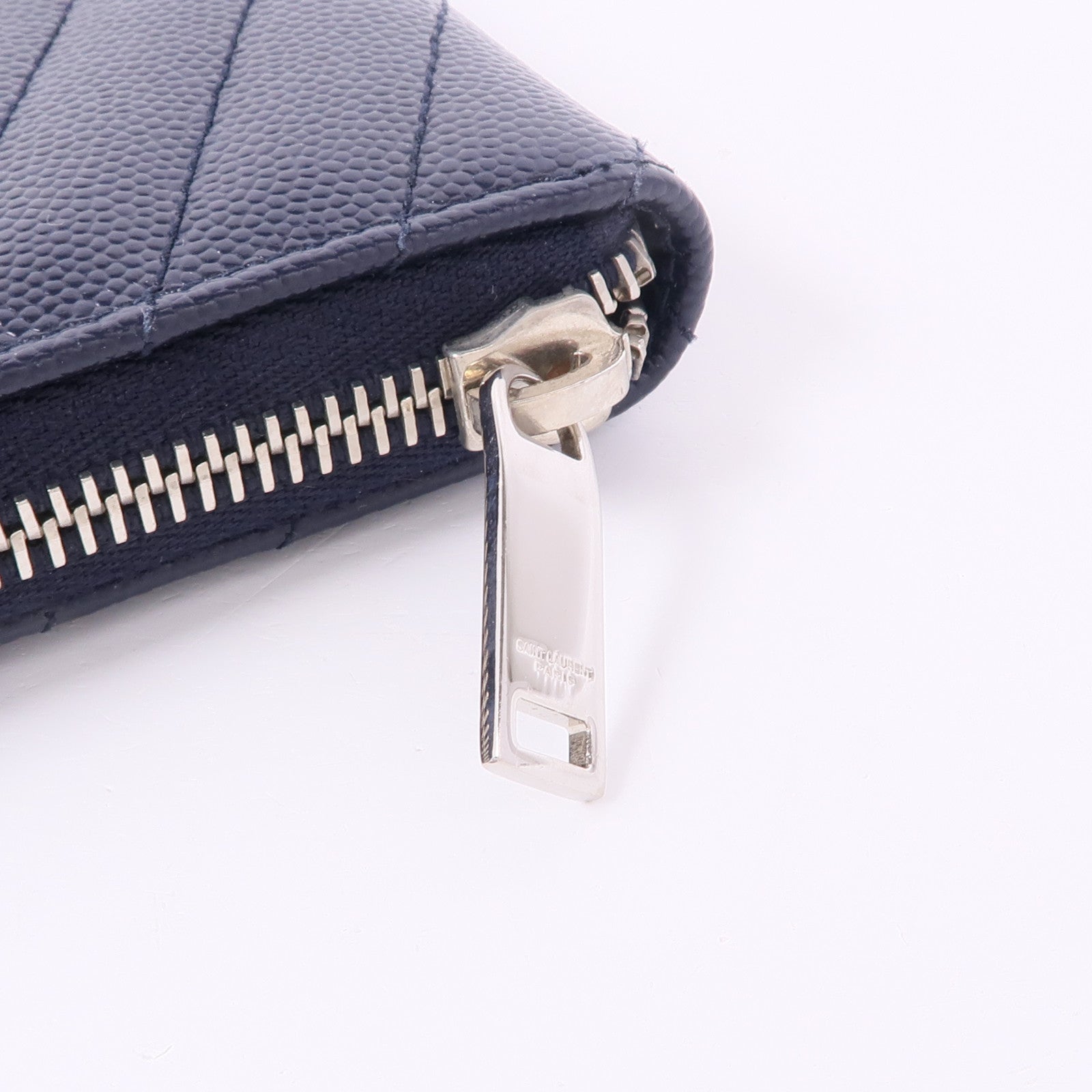 SAINT LAURENT 牛皮皮革Zipper Wallet銀扣長錢包