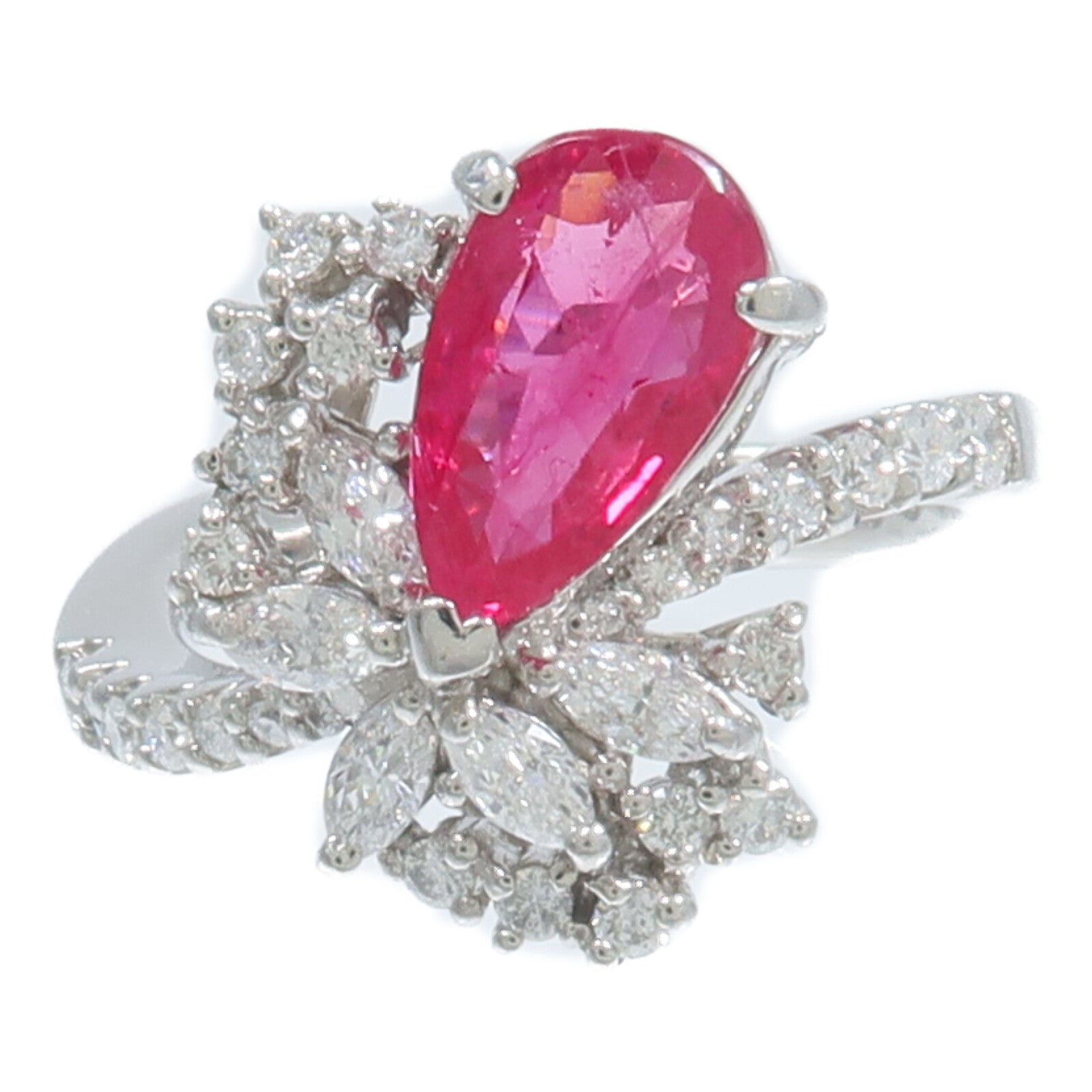 JEWELRY PT900鉑金Ruby Diamond Ring紅寶石/鑽石戒指