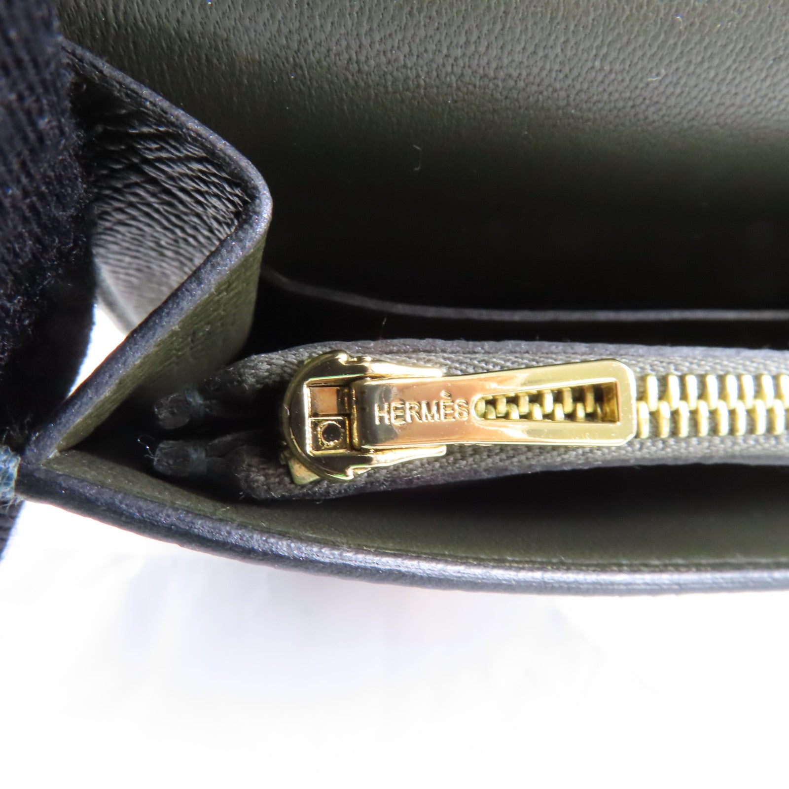 HERMES Epsom皮革Constance Slim錢包Vert Gris/深綠色