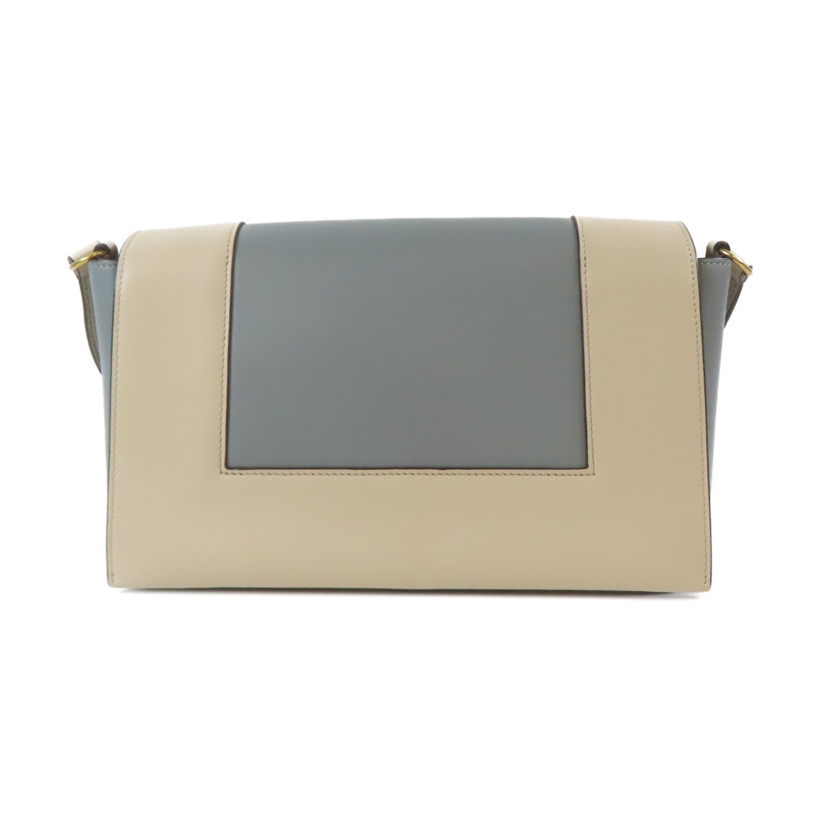 CELINE 牛皮皮革Shoulder Bag金扣肩背袋藍色/米色
