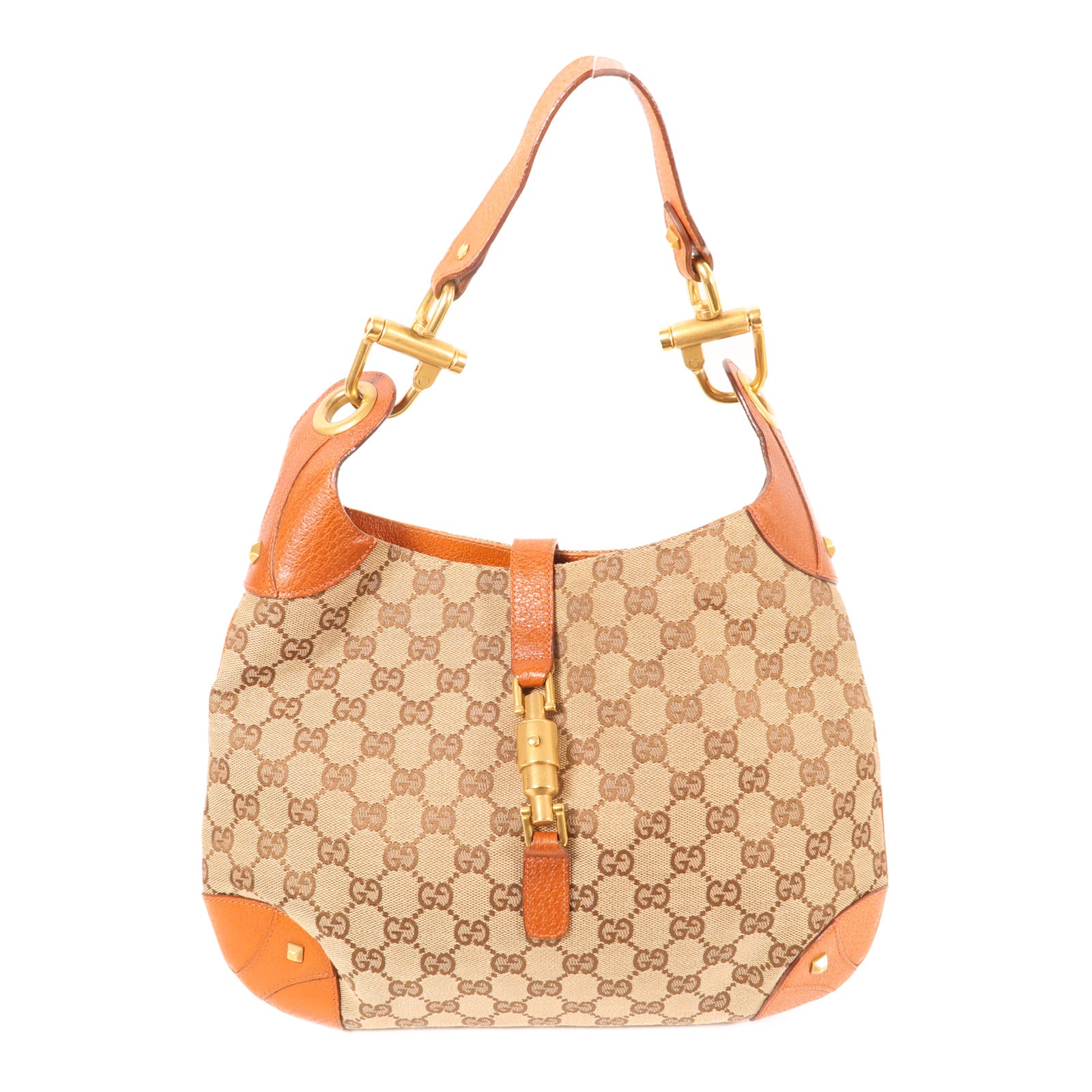 GUCCI 帆布/牛皮皮革Shoulder Bag金扣肩背袋
