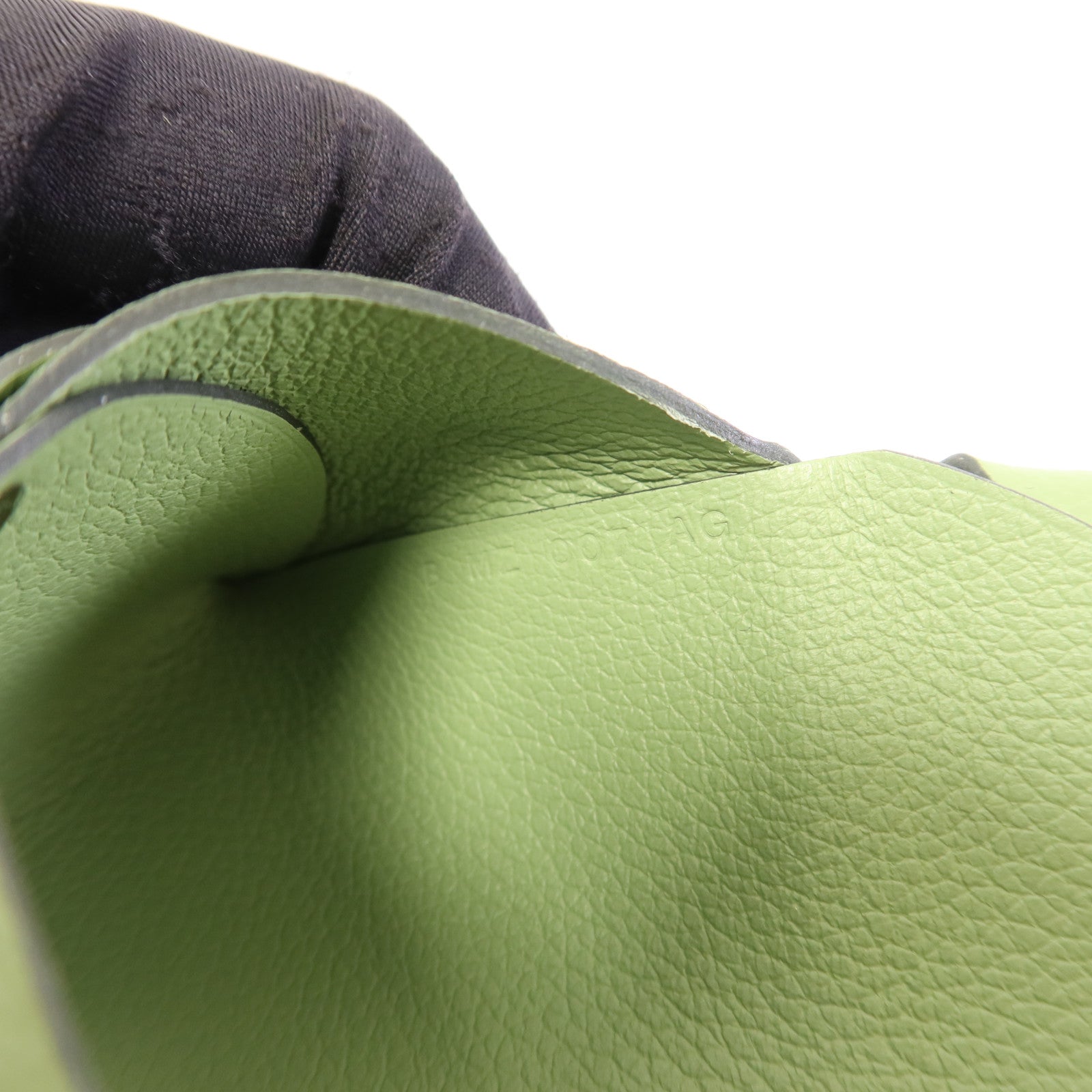 HERMES Evercolor皮革Calvi Duo銀扣卡片套Vert Criquet