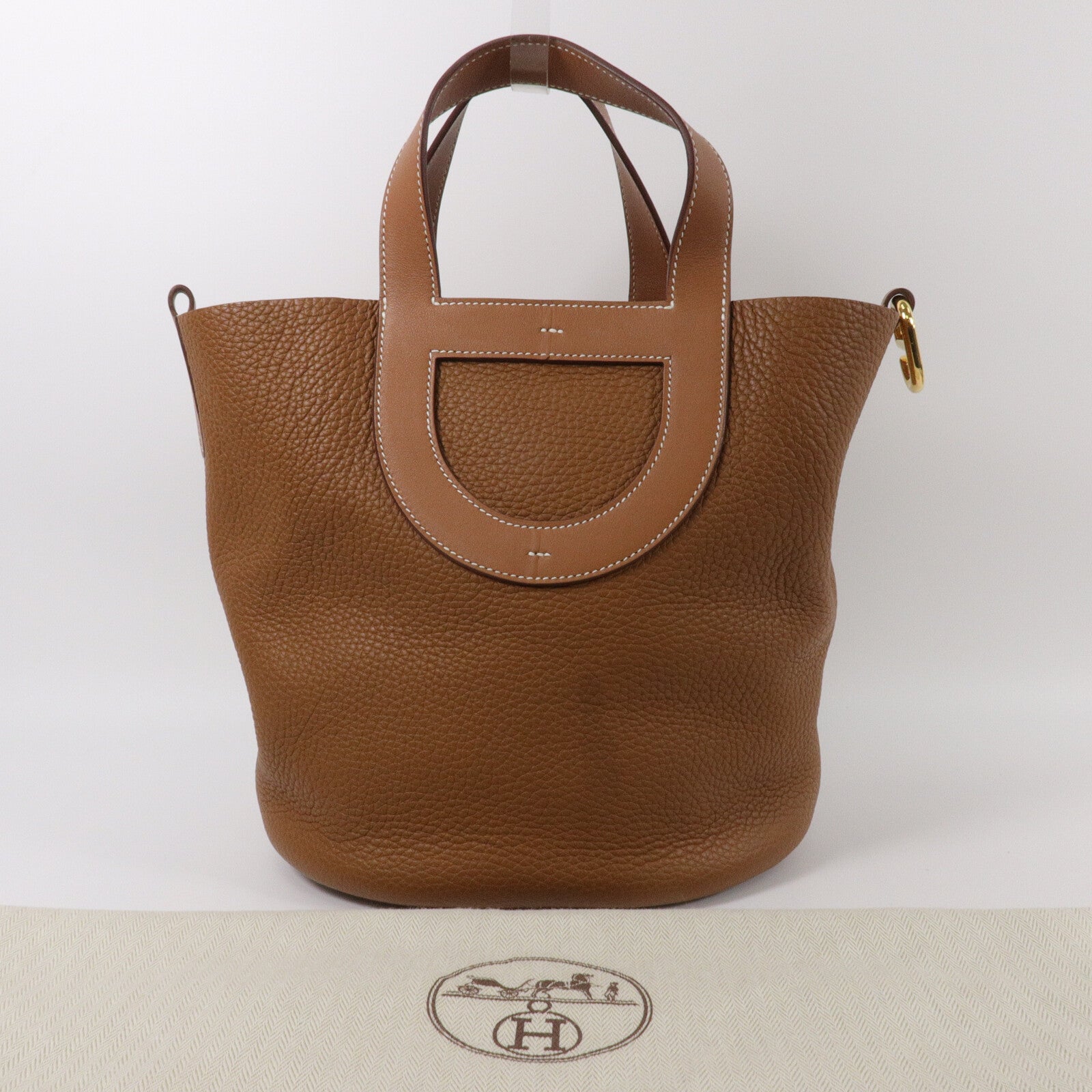 HERMES Clemence皮革In The Loop 23手挽袋Gold