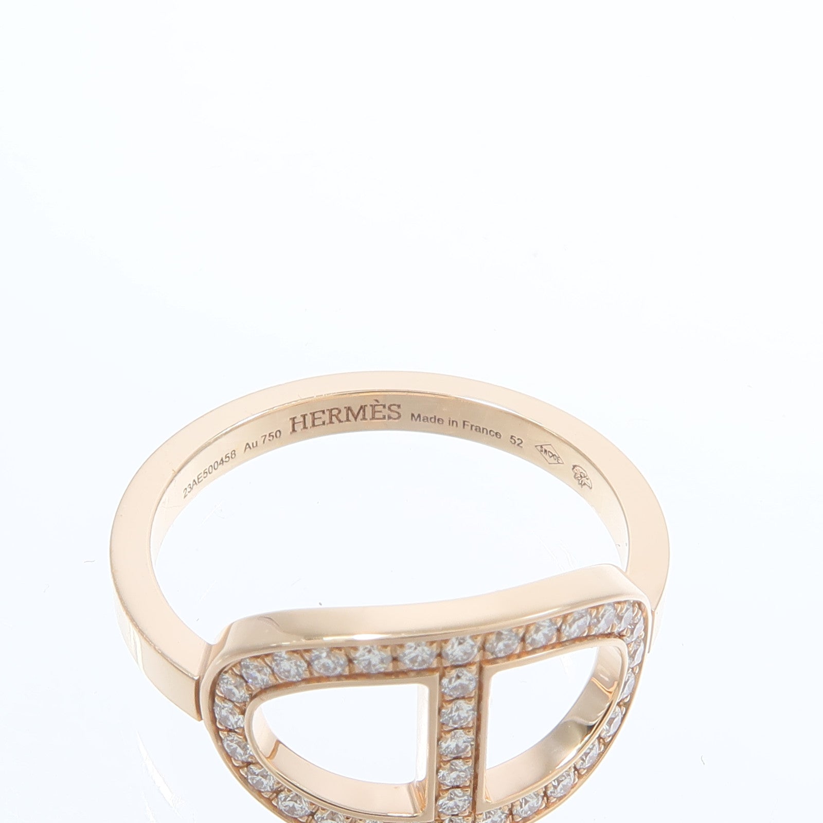 HERMES 18K玫瑰金Chaine D Ancre Contour Ring鑽石戒指