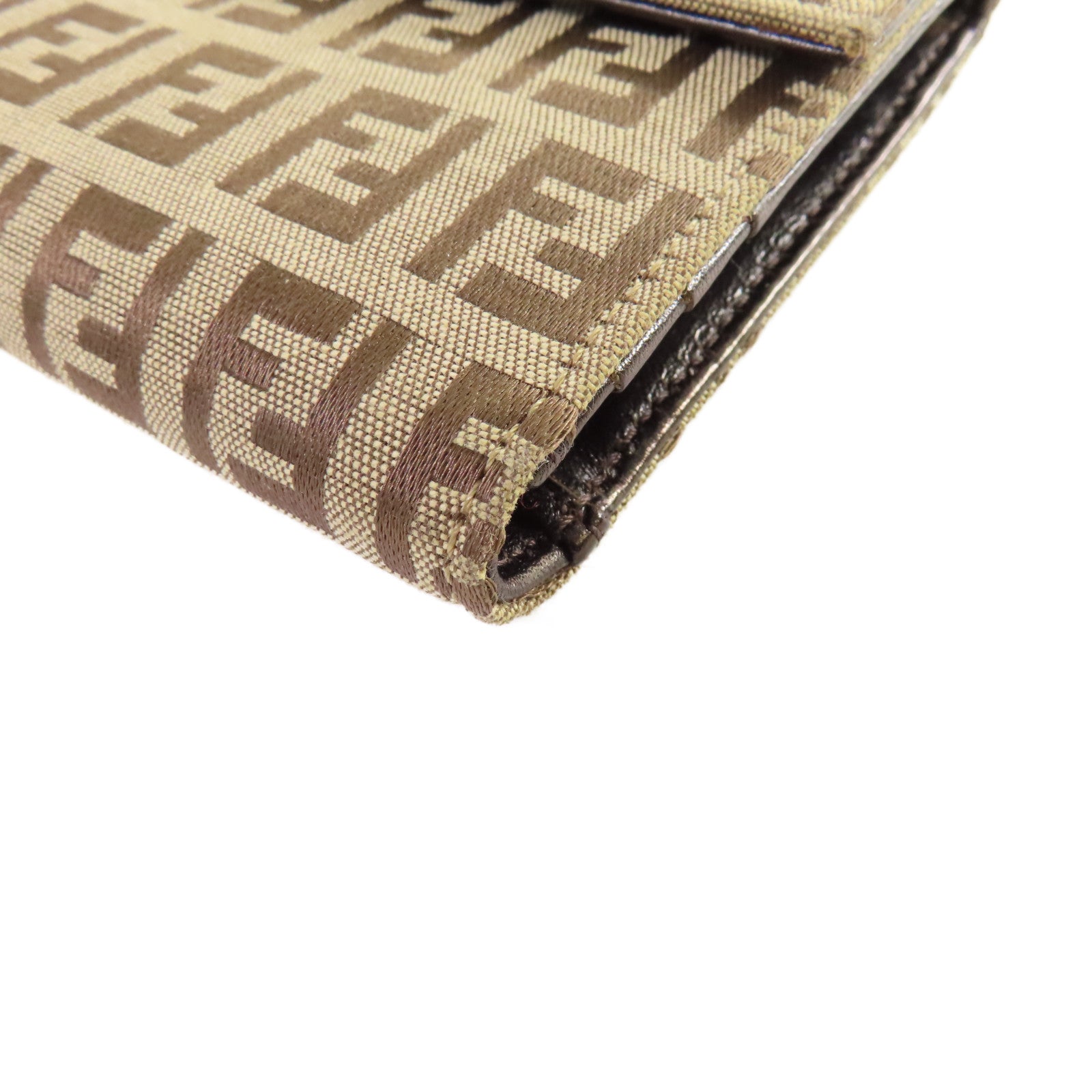 FENDI 【激減優惠】帆布Vintage Wallet短錢包杏色/啡色