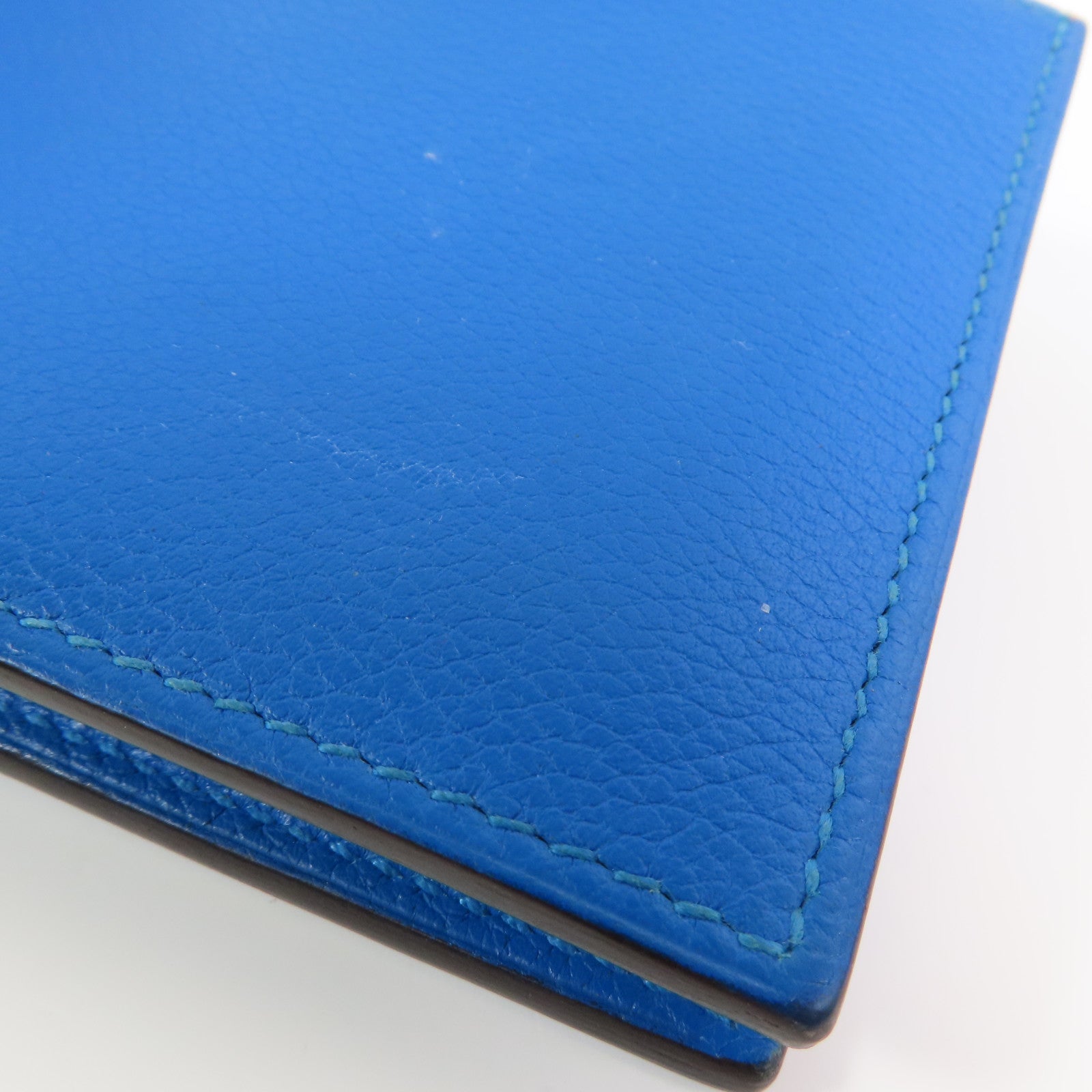 HERMES Evercolor皮革Citizen Twill Compact Wallet短錢包Bleu Hydra