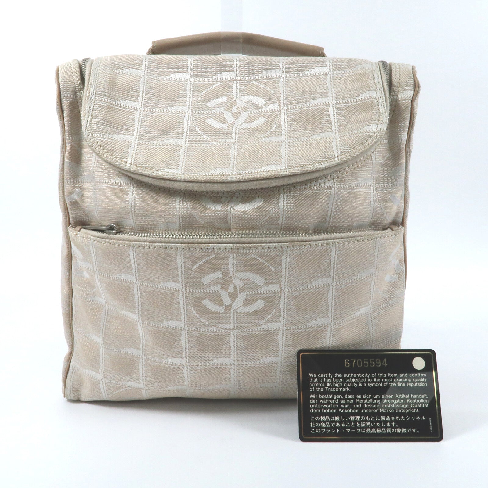 CHANEL 帆布New Travel Line Backpack銀扣背包
