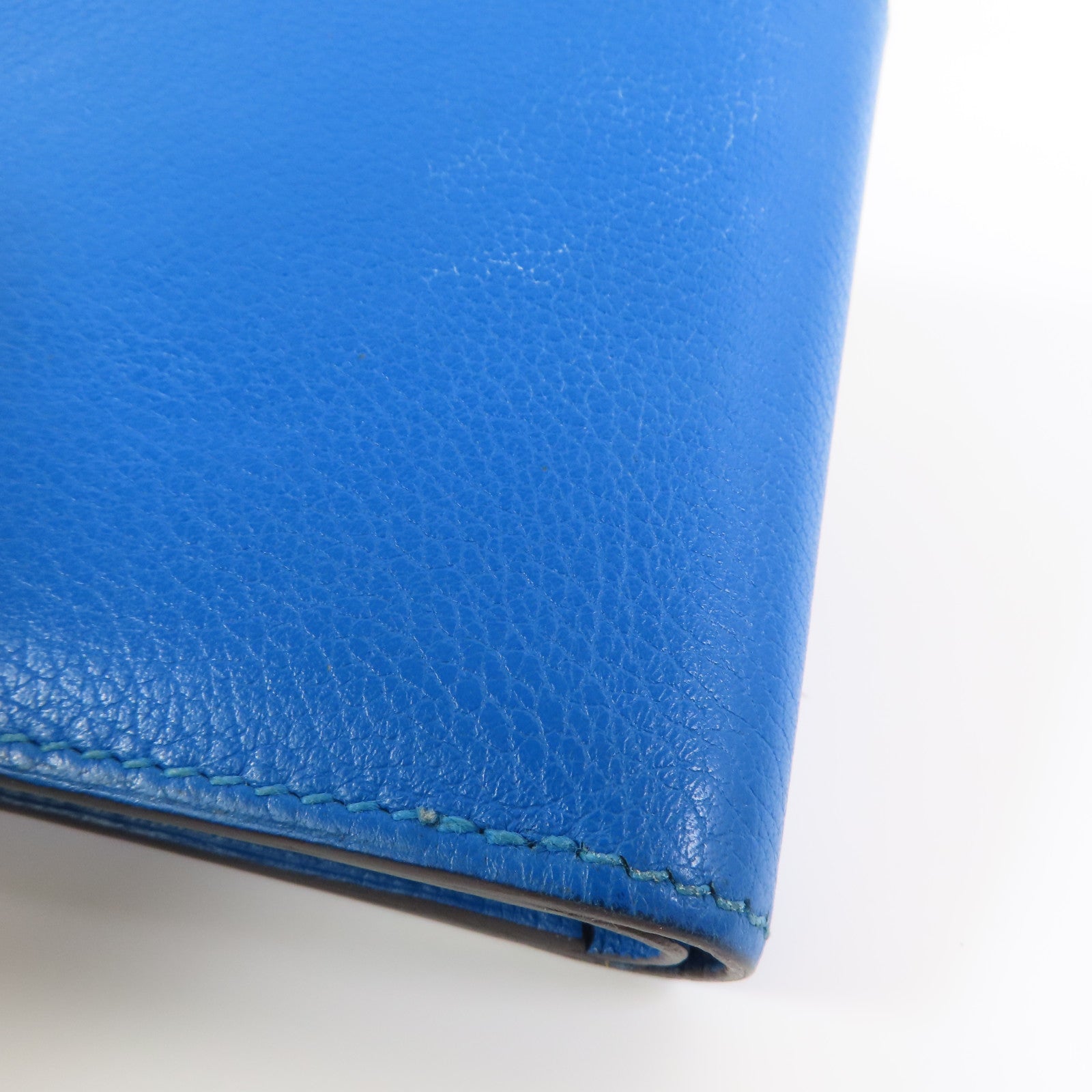 HERMES Evercolor皮革Citizen Twill Compact Wallet短錢包Bleu Hydra