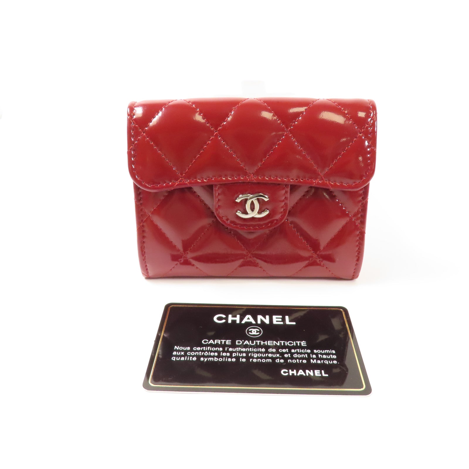 CHANEL 漆皮皮革Card Case銀扣卡片套