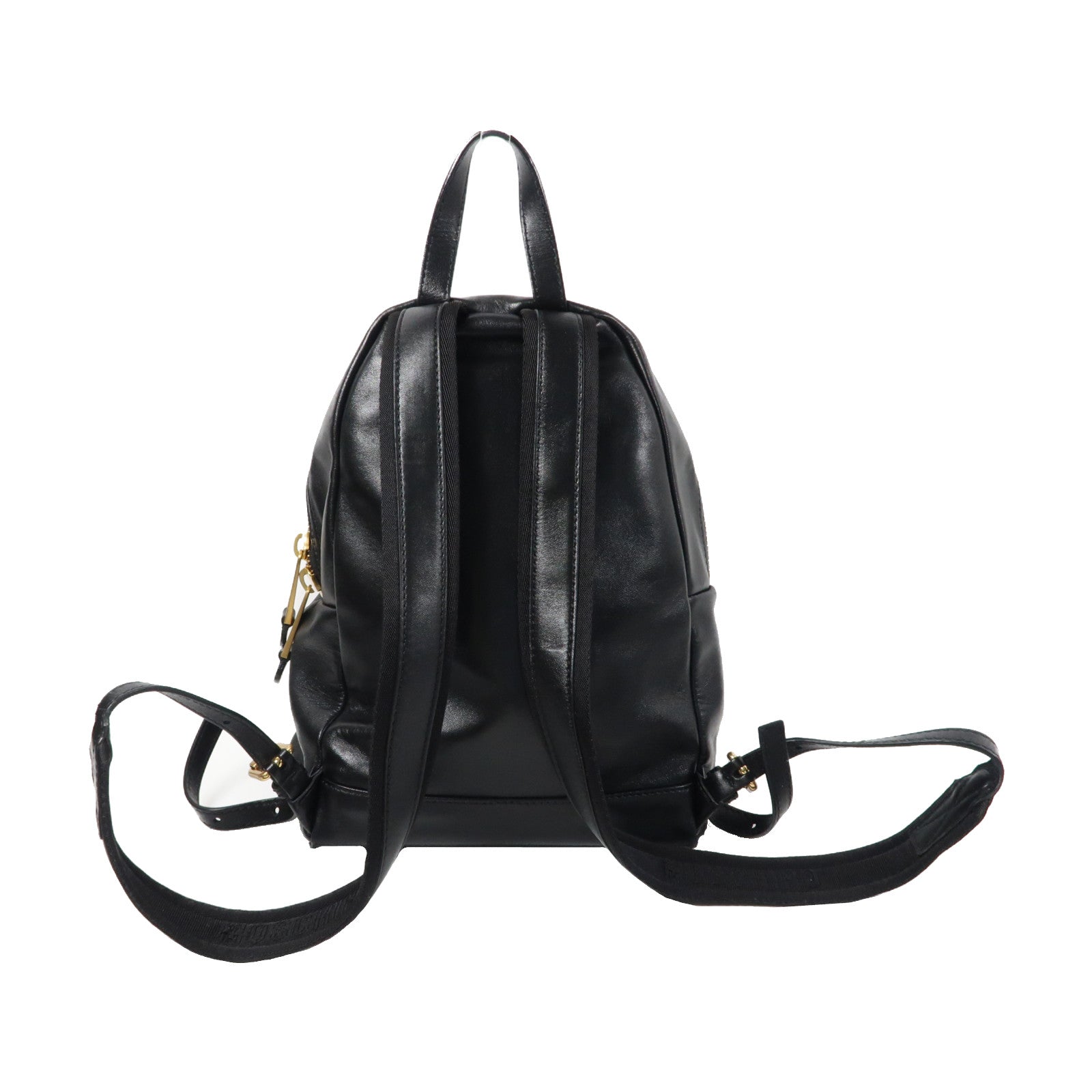 MOSCHINO 牛皮皮革Backpack金扣背包黑色