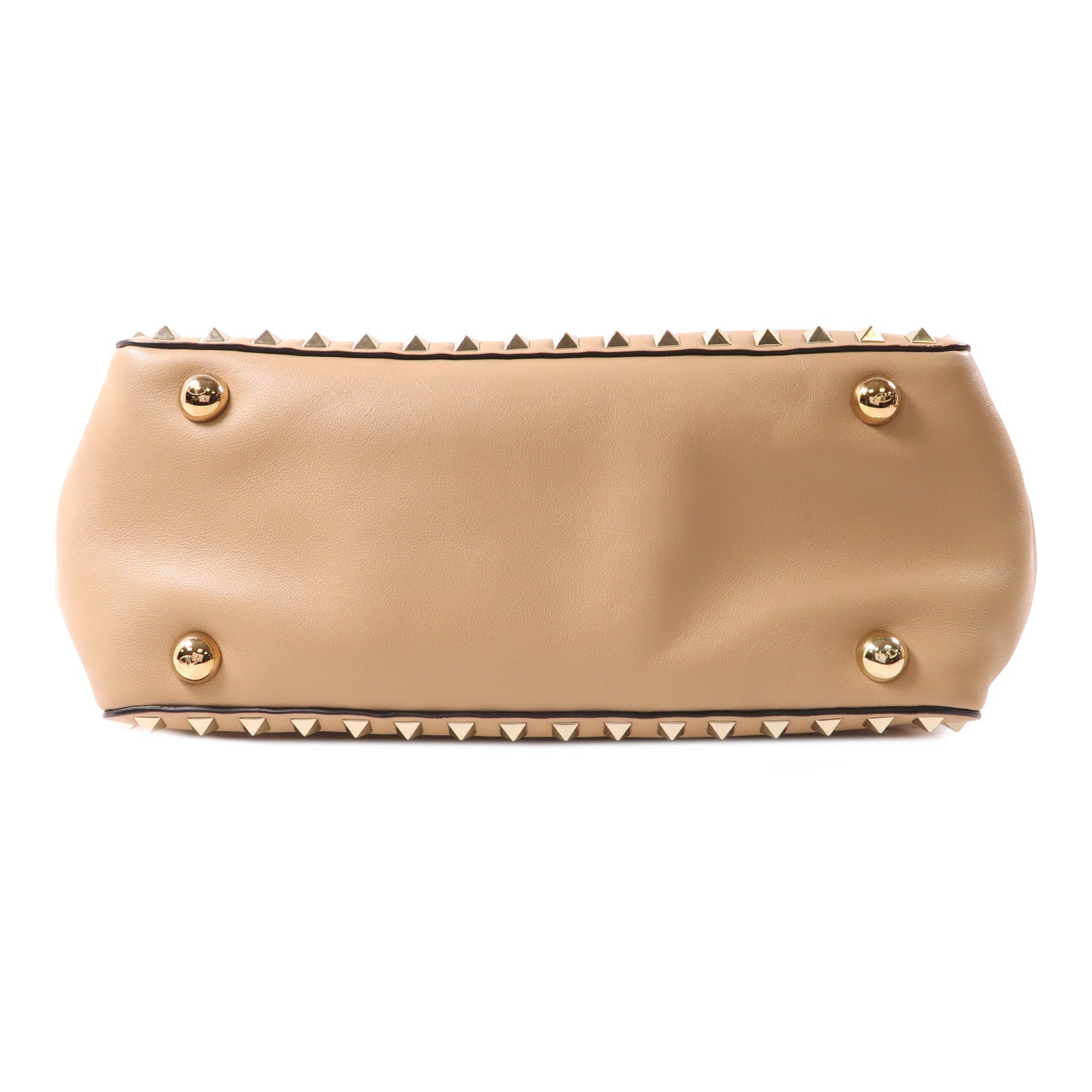 Valentino 牛皮皮革Garavani Rockstud金扣手挽肩背兩用袋米色
