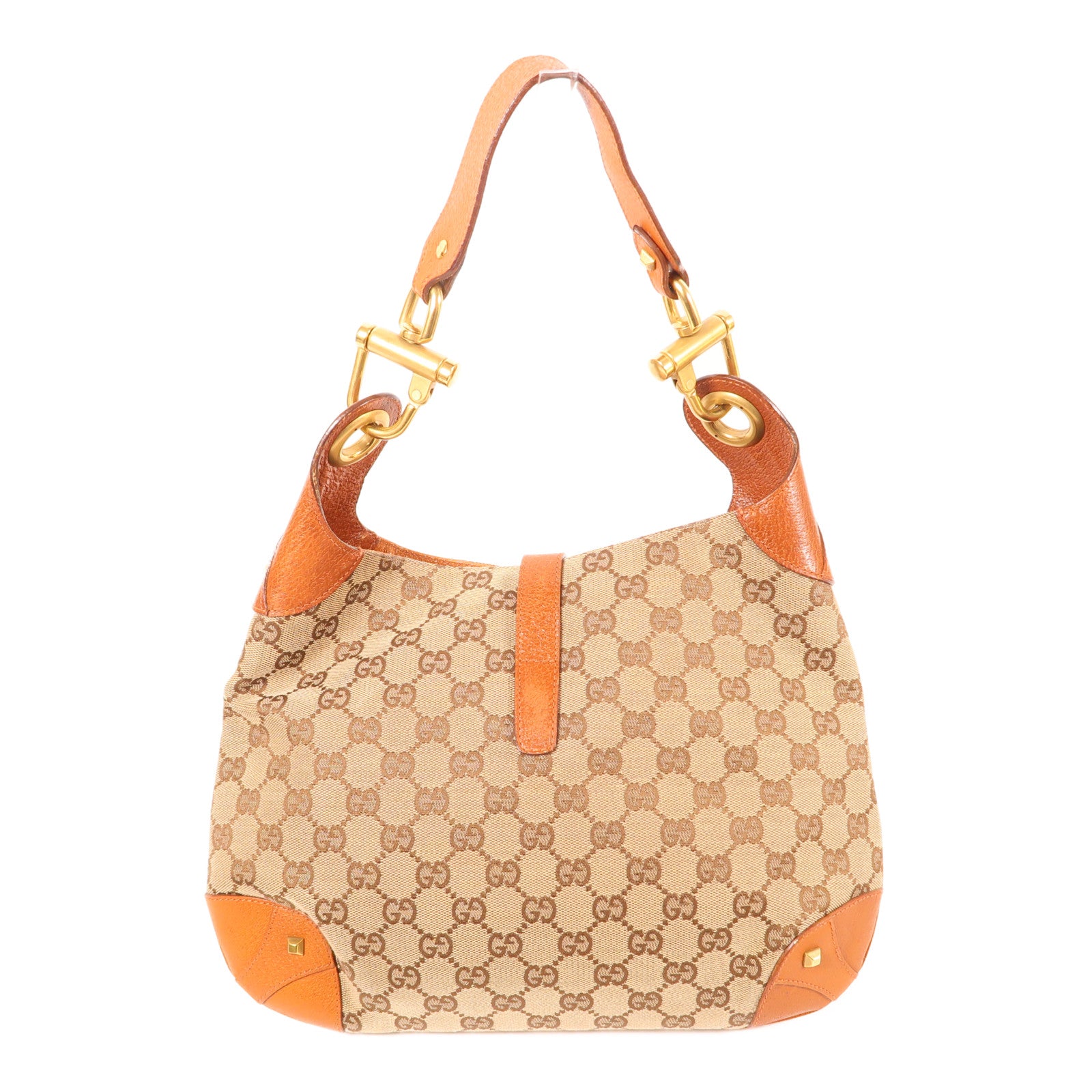 GUCCI 帆布/牛皮皮革Shoulder Bag金扣肩背袋