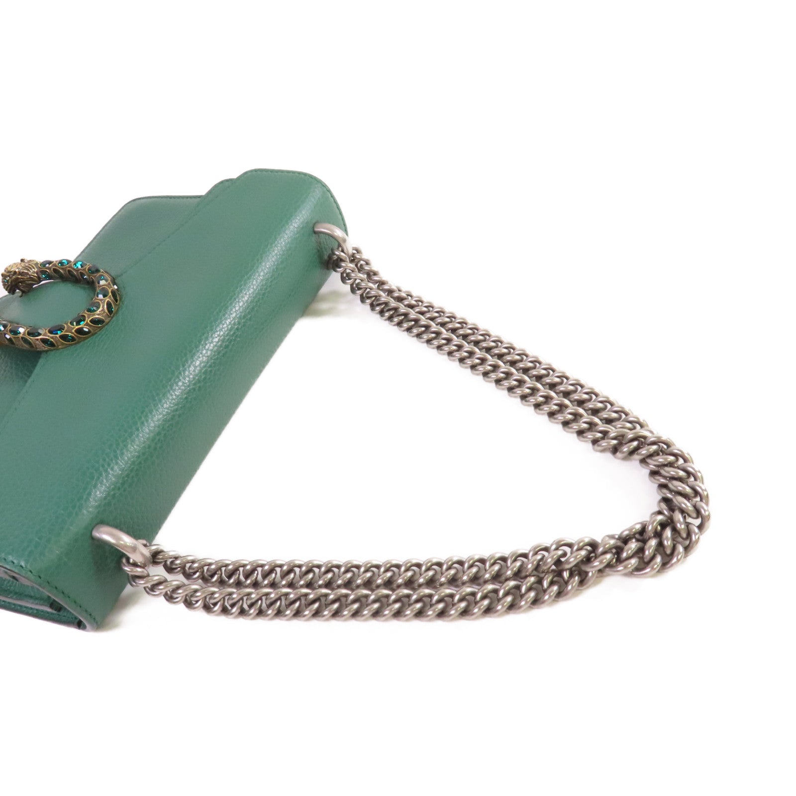GUCCI 牛皮皮革Dionysus GG Small Shoulder Bag金扣鏈帶肩背袋綠色