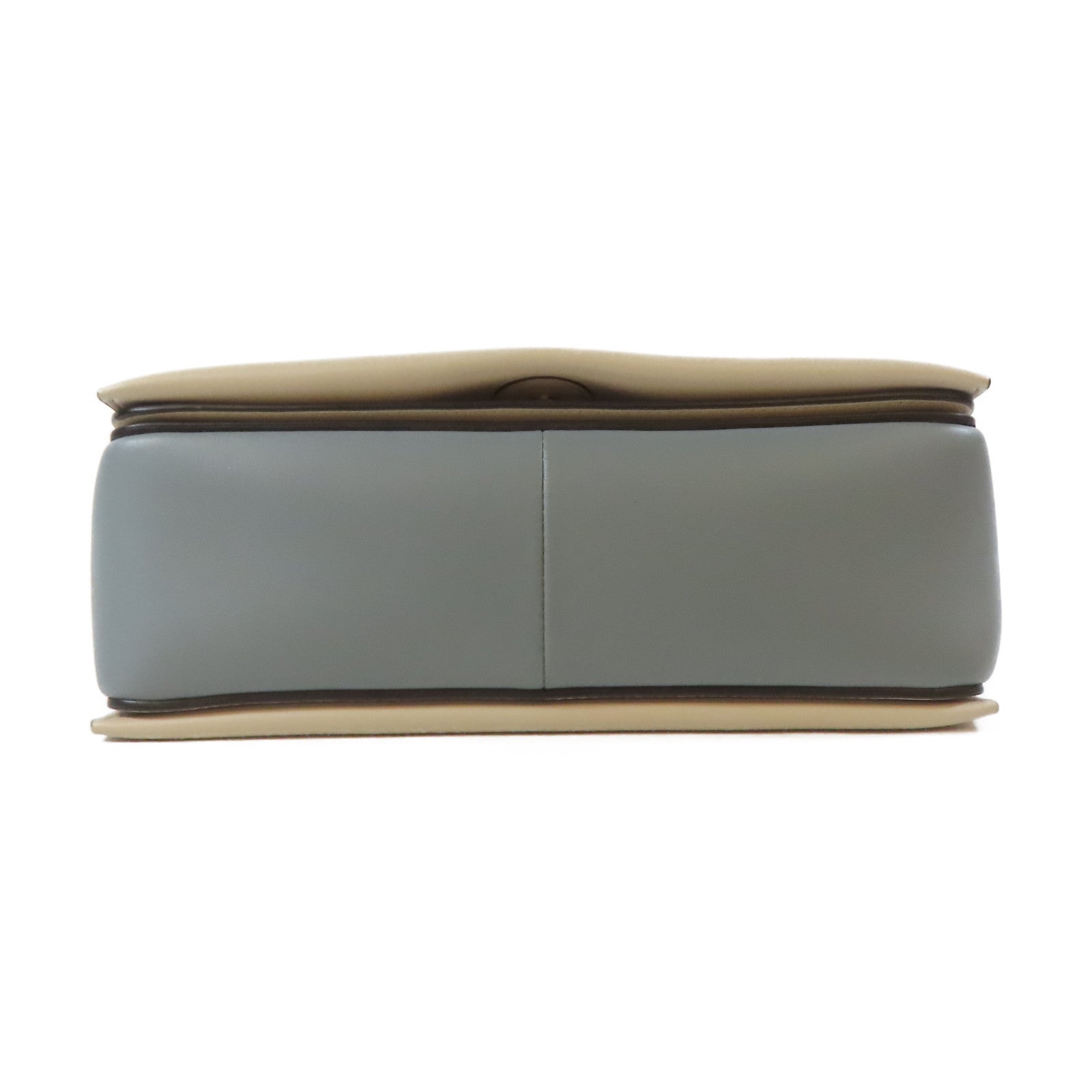 CELINE 牛皮皮革Shoulder Bag金扣肩背袋藍色/米色