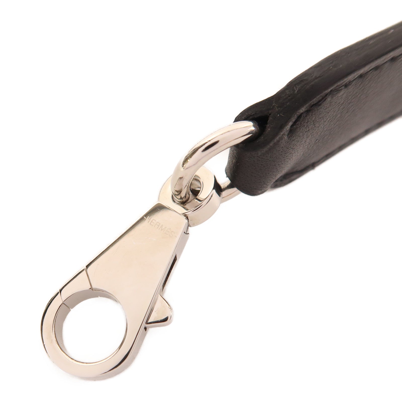 HERMES 皮革Strap銀扣肩背帶89 Noir