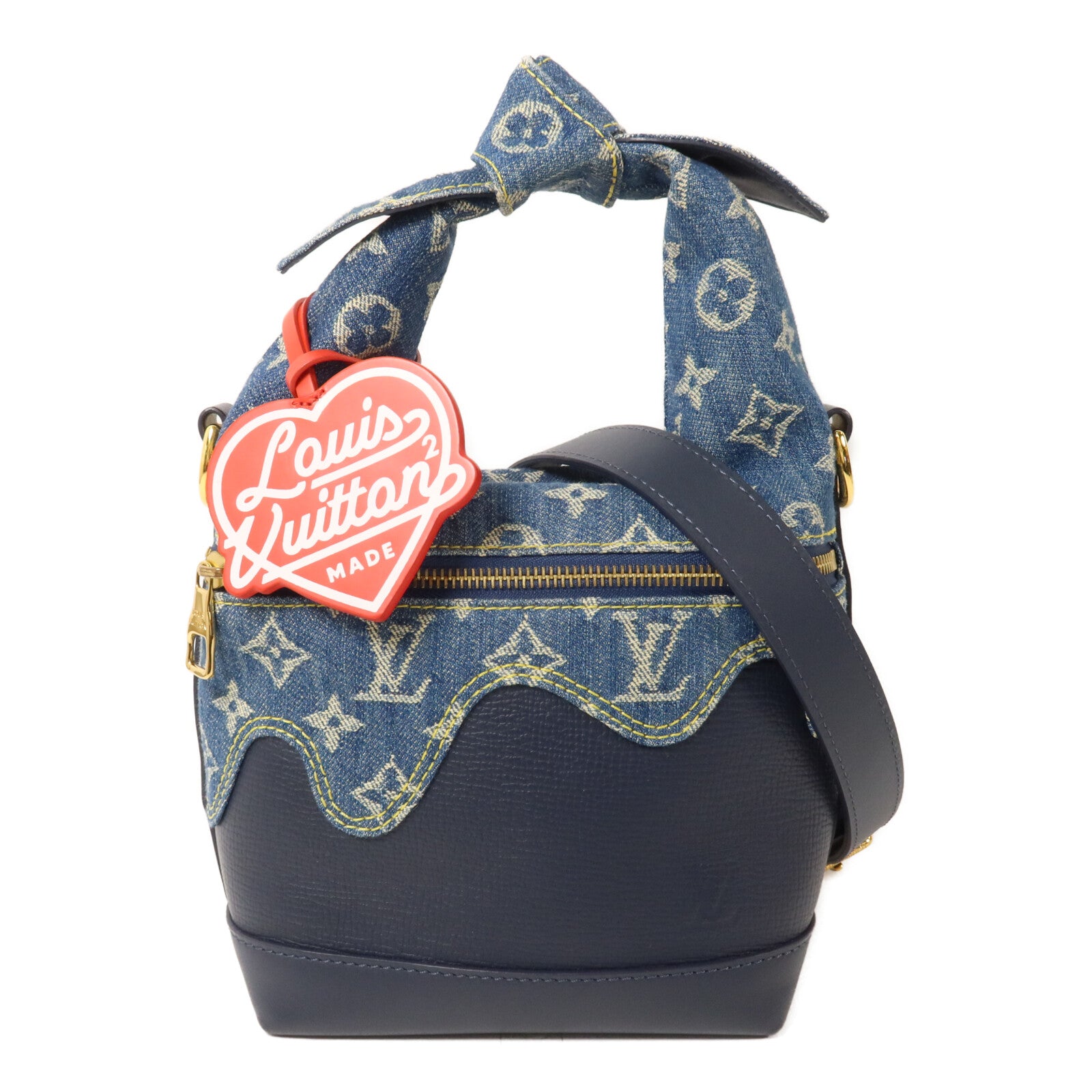 LOUIS VUITTON Monogram Denim/Taurillon Japanese Cruiser手挽肩背兩用袋