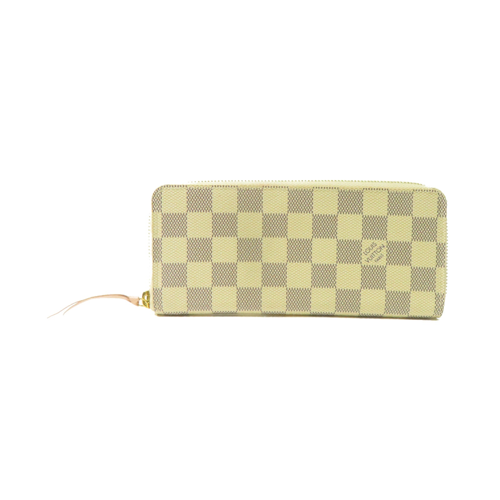LOUIS VUITTON Damier Azur Zipper Long Wallet金扣長錢包白色