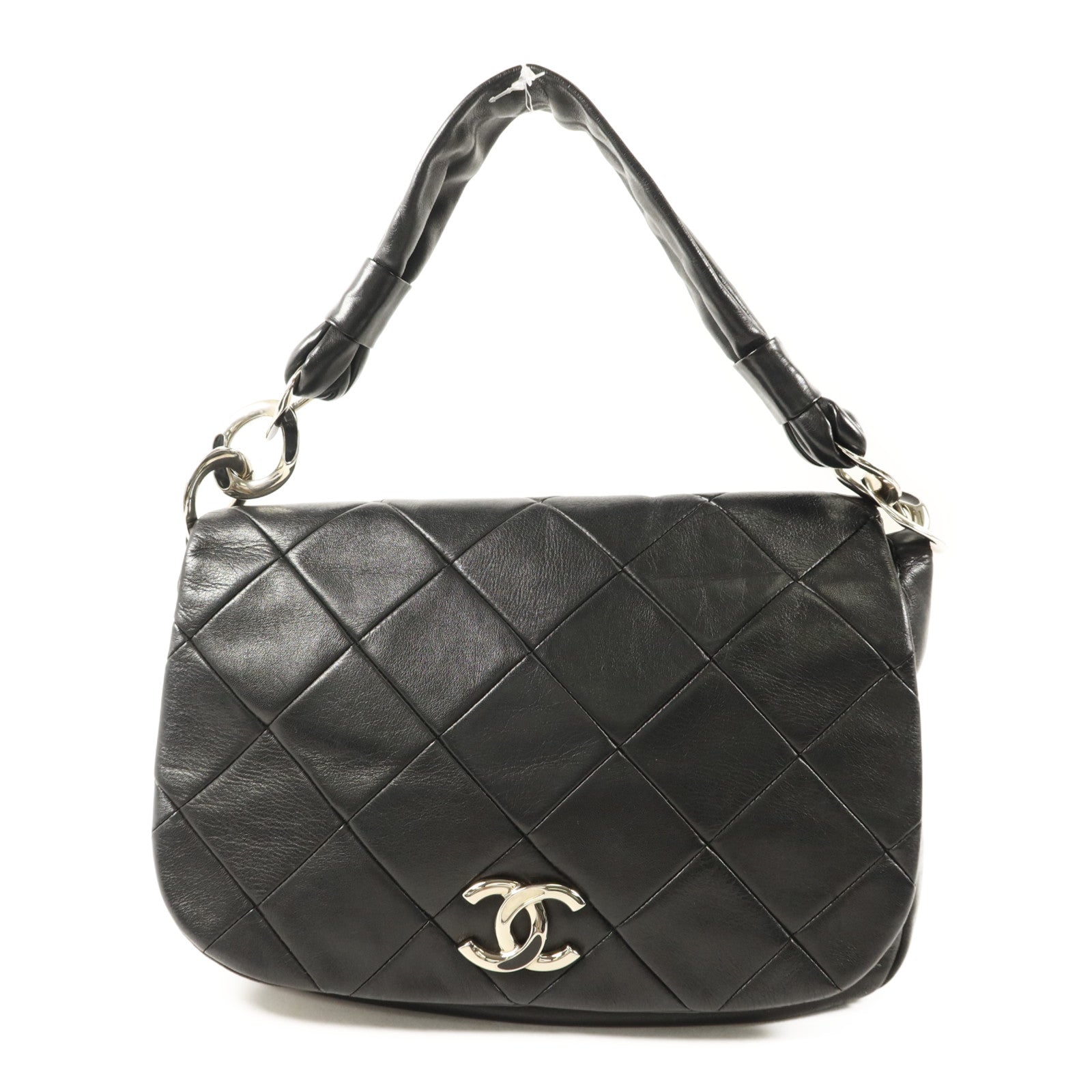 CHANEL 牛皮皮革Handbag銀扣手挽袋