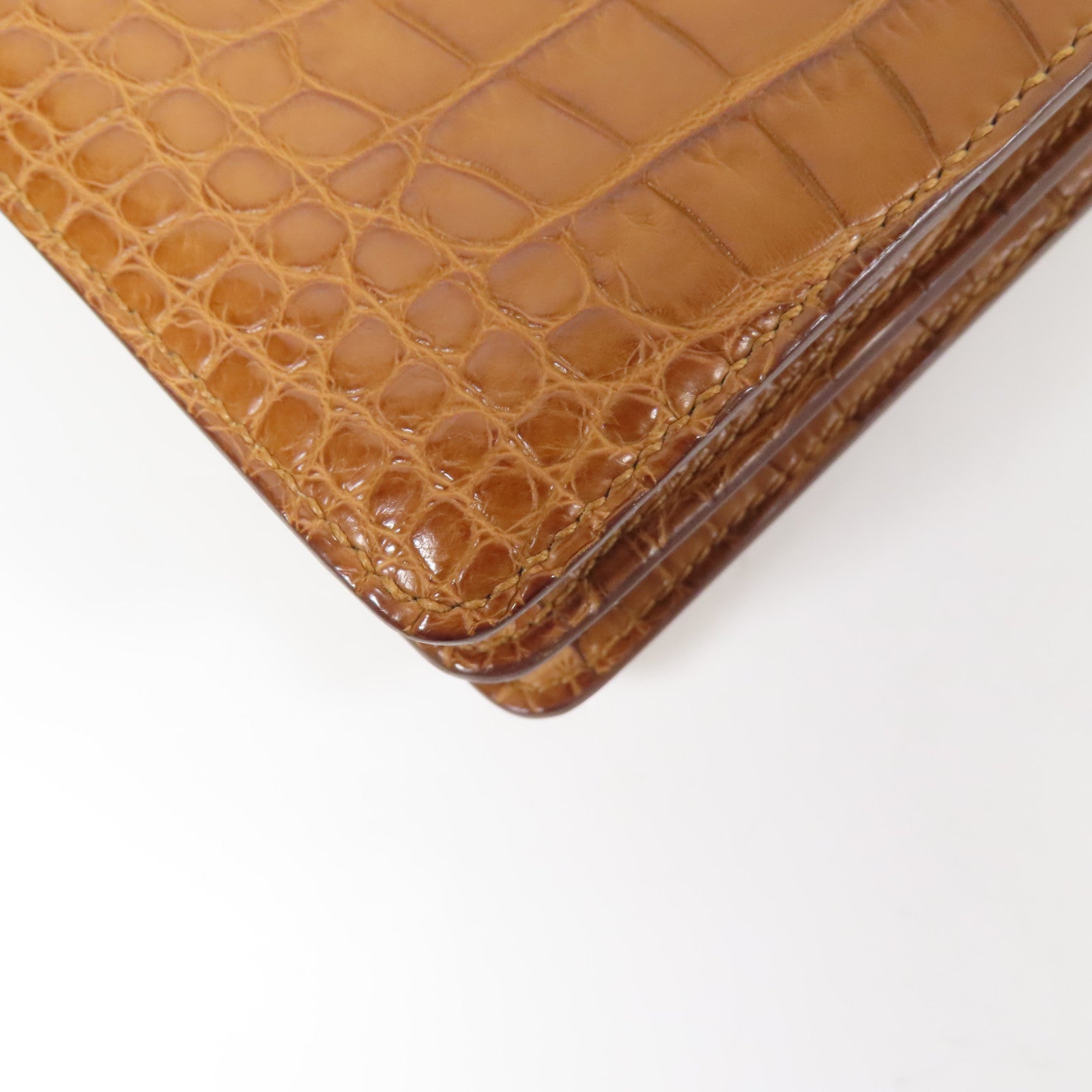 HERMES 鱷魚皮革Mini Roulis金扣肩背袋Gold