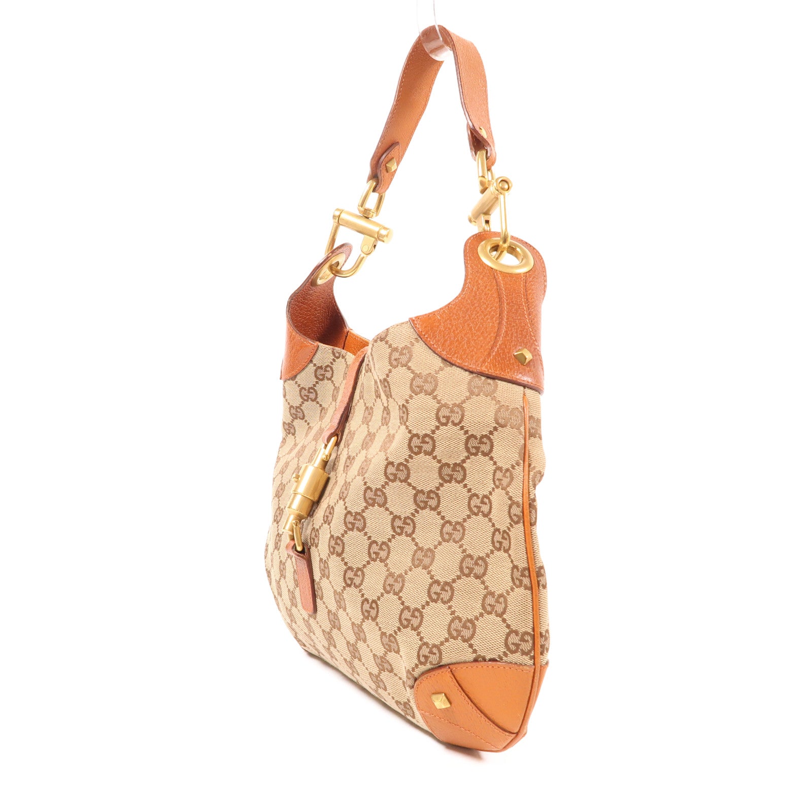 GUCCI 帆布/牛皮皮革Shoulder Bag金扣肩背袋
