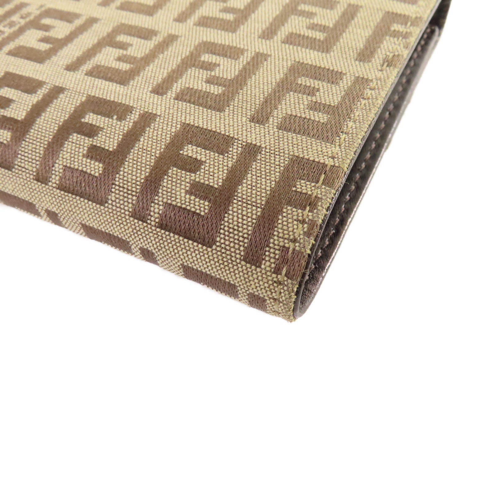 FENDI 【激減優惠】帆布Vintage Wallet短錢包杏色/啡色