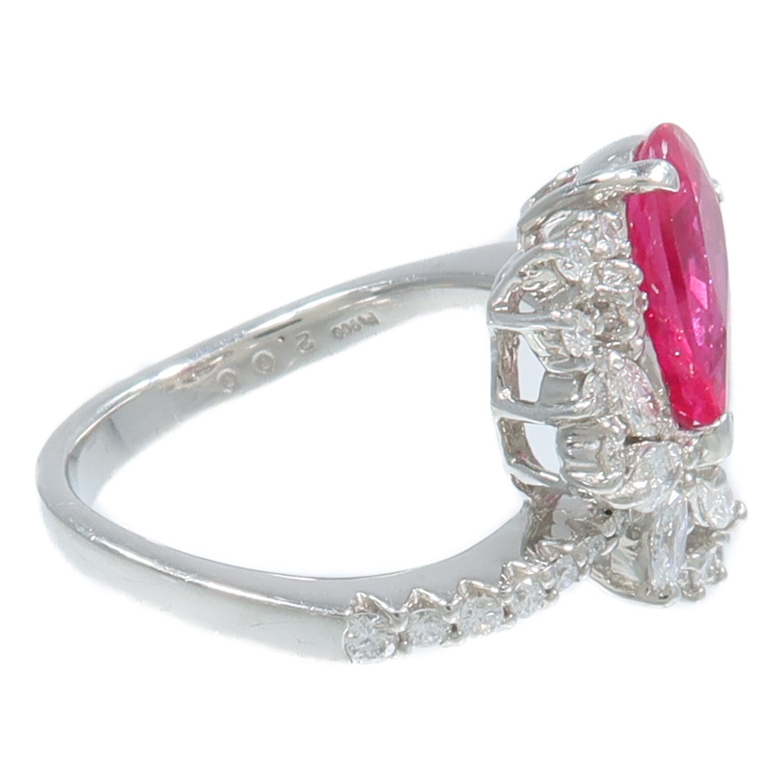 JEWELRY PT900鉑金Ruby Diamond Ring紅寶石/鑽石戒指