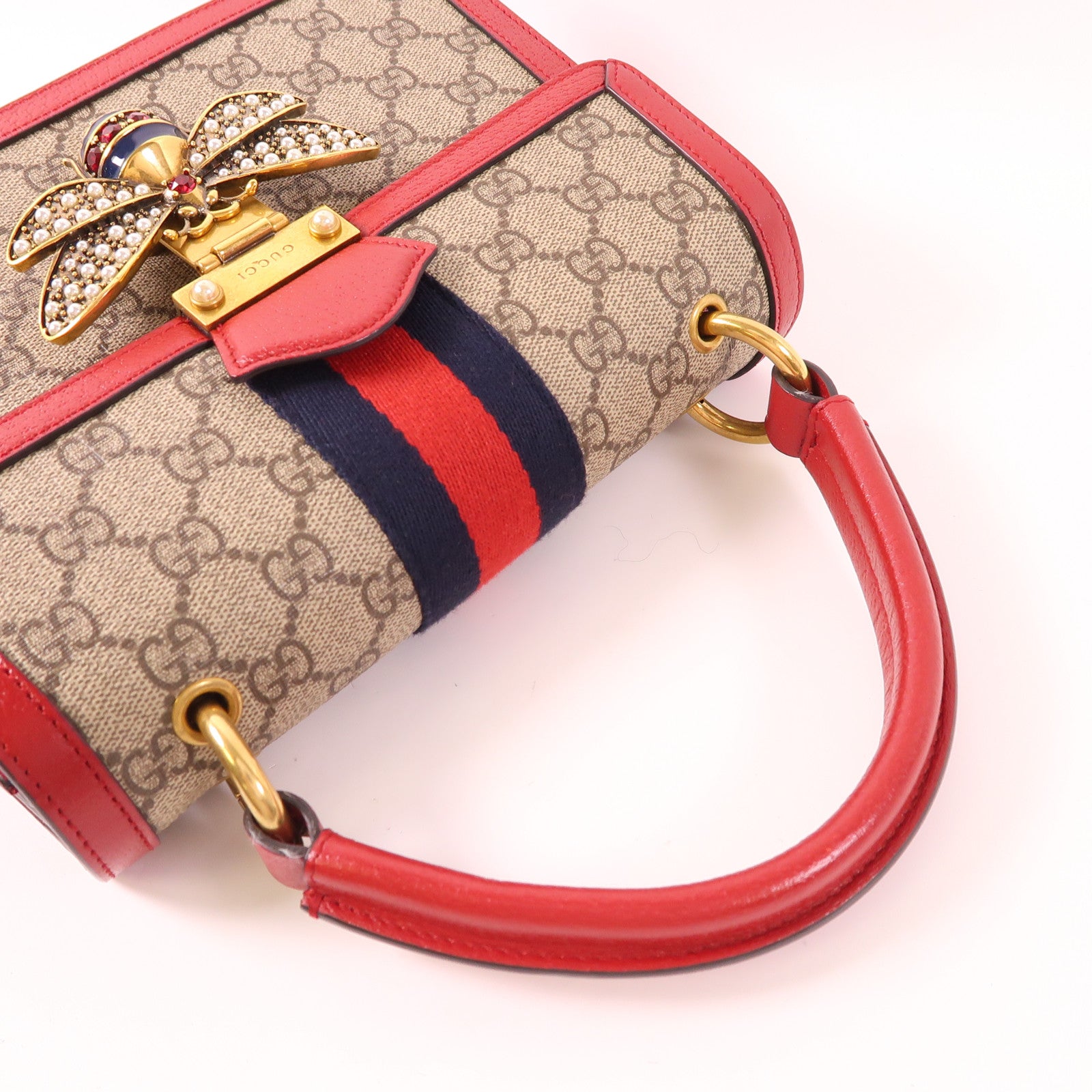 GUCCI 塗層帆布Queen Margaret金扣手挽肩背兩用袋