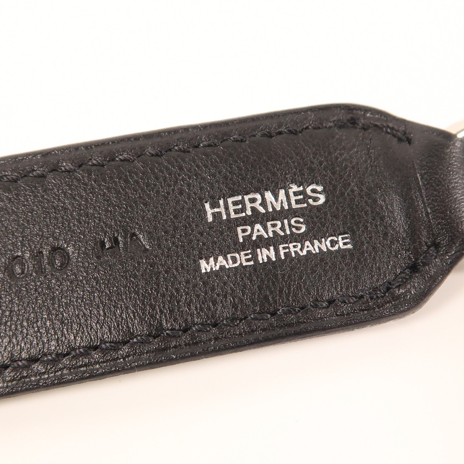 HERMES 皮革Strap銀扣肩背帶89 Noir