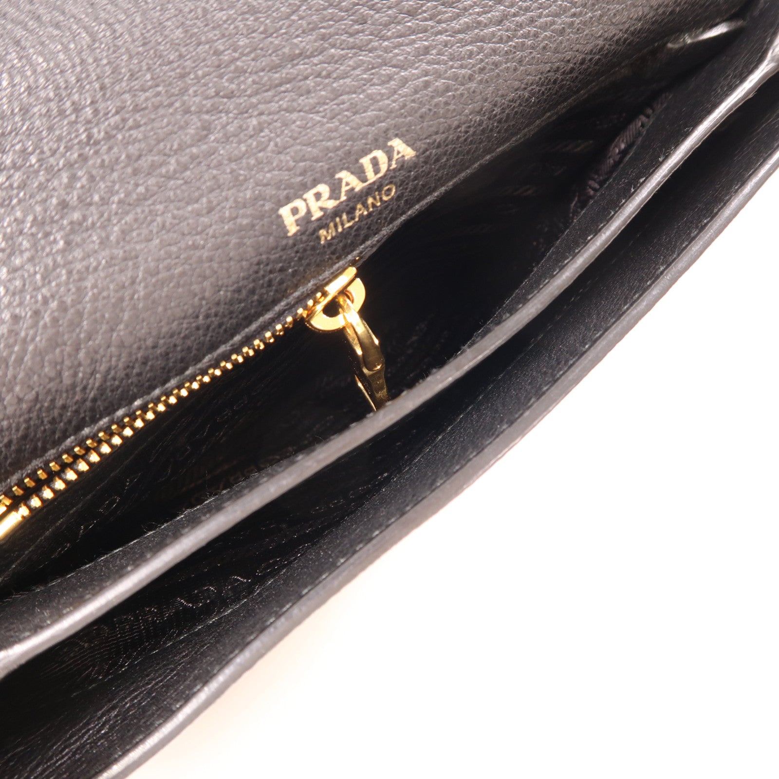 PRADA 牛皮皮革Shoulder Bag金扣肩背袋黑色