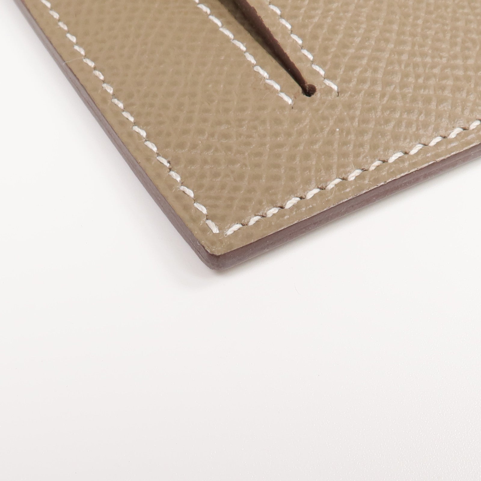 HERMES Epsom皮革Kelly Pocket銀扣錢包Etoupe