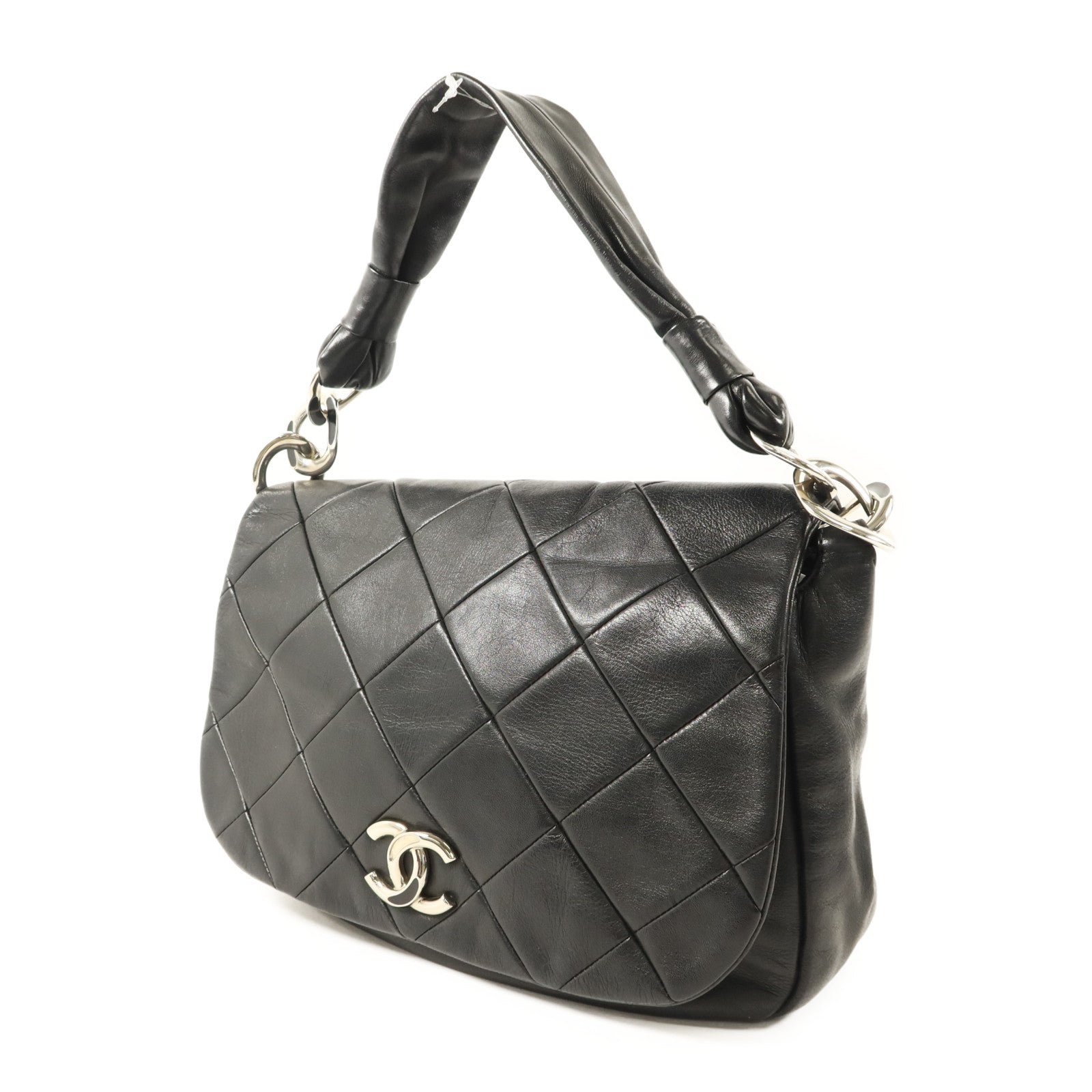 CHANEL 牛皮皮革Handbag銀扣手挽袋