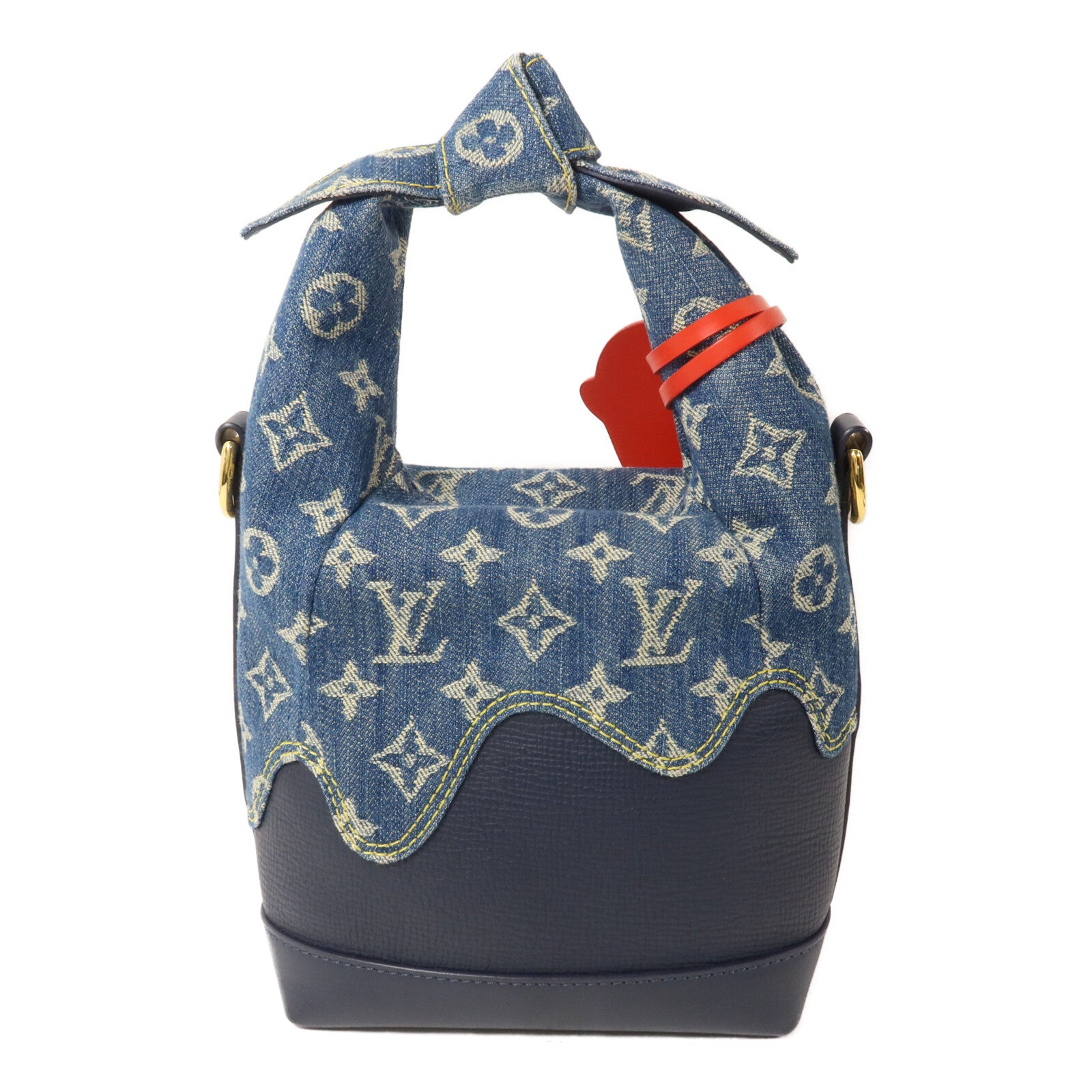LOUIS VUITTON Monogram Denim/Taurillon Japanese Cruiser手挽肩背兩用袋