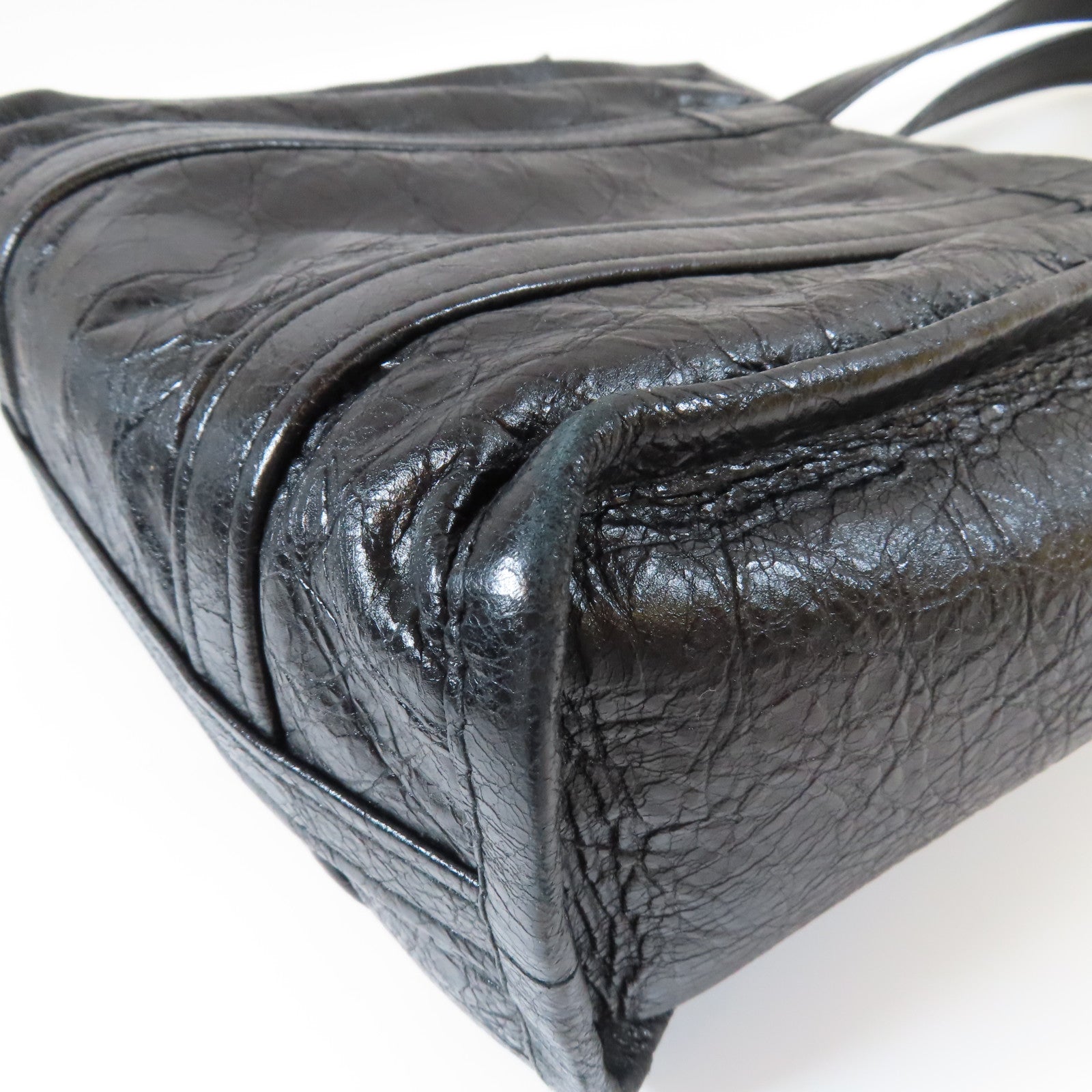 BALENCIAGA 牛皮皮革Shopper Bazar銀扣手挽肩背兩用袋黑色