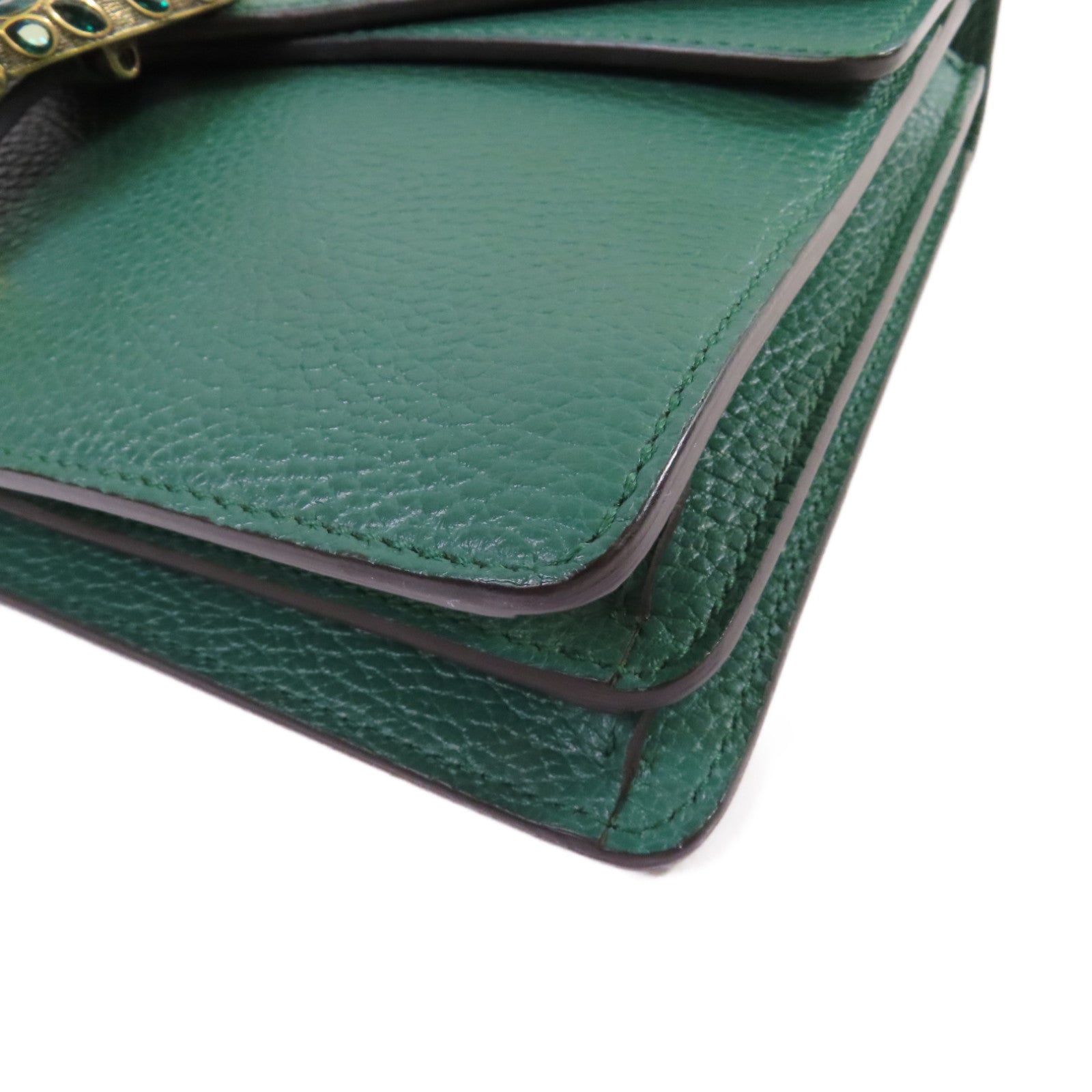 GUCCI 牛皮皮革Dionysus GG Small Shoulder Bag金扣鏈帶肩背袋綠色