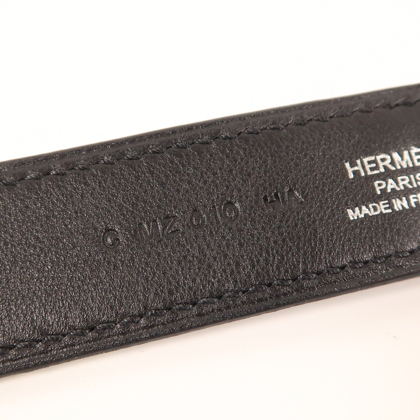 HERMES 皮革Strap銀扣肩背帶89 Noir