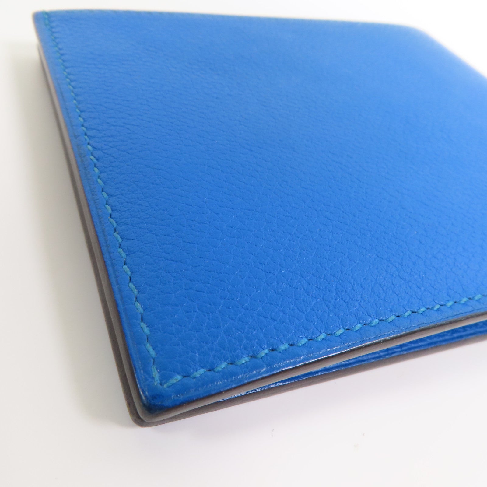 HERMES Evercolor皮革Citizen Twill Compact Wallet短錢包Bleu Hydra