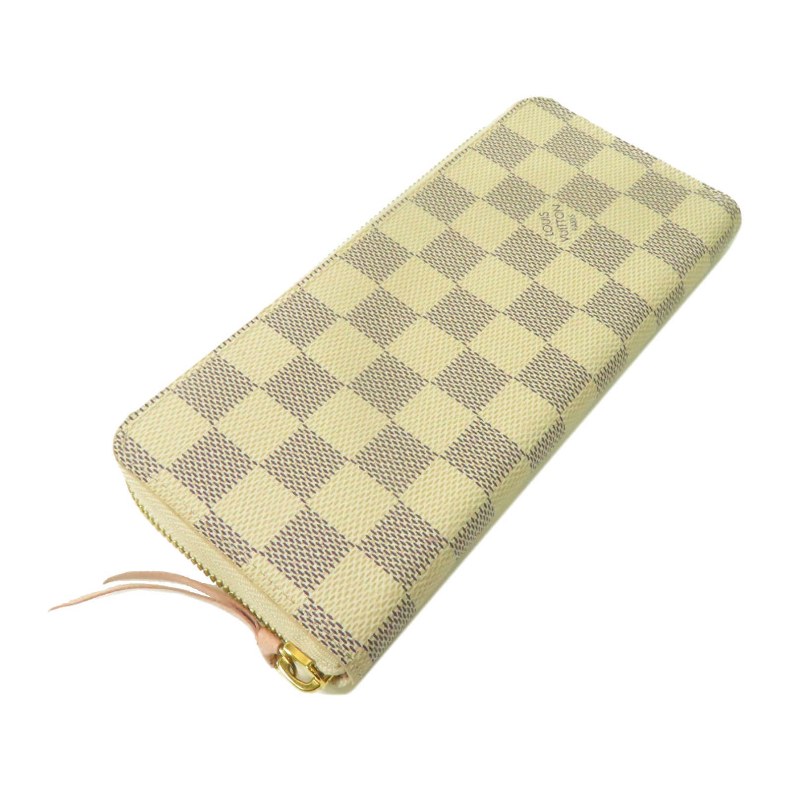 LOUIS VUITTON Damier Azur Zipper Long Wallet金扣長錢包白色