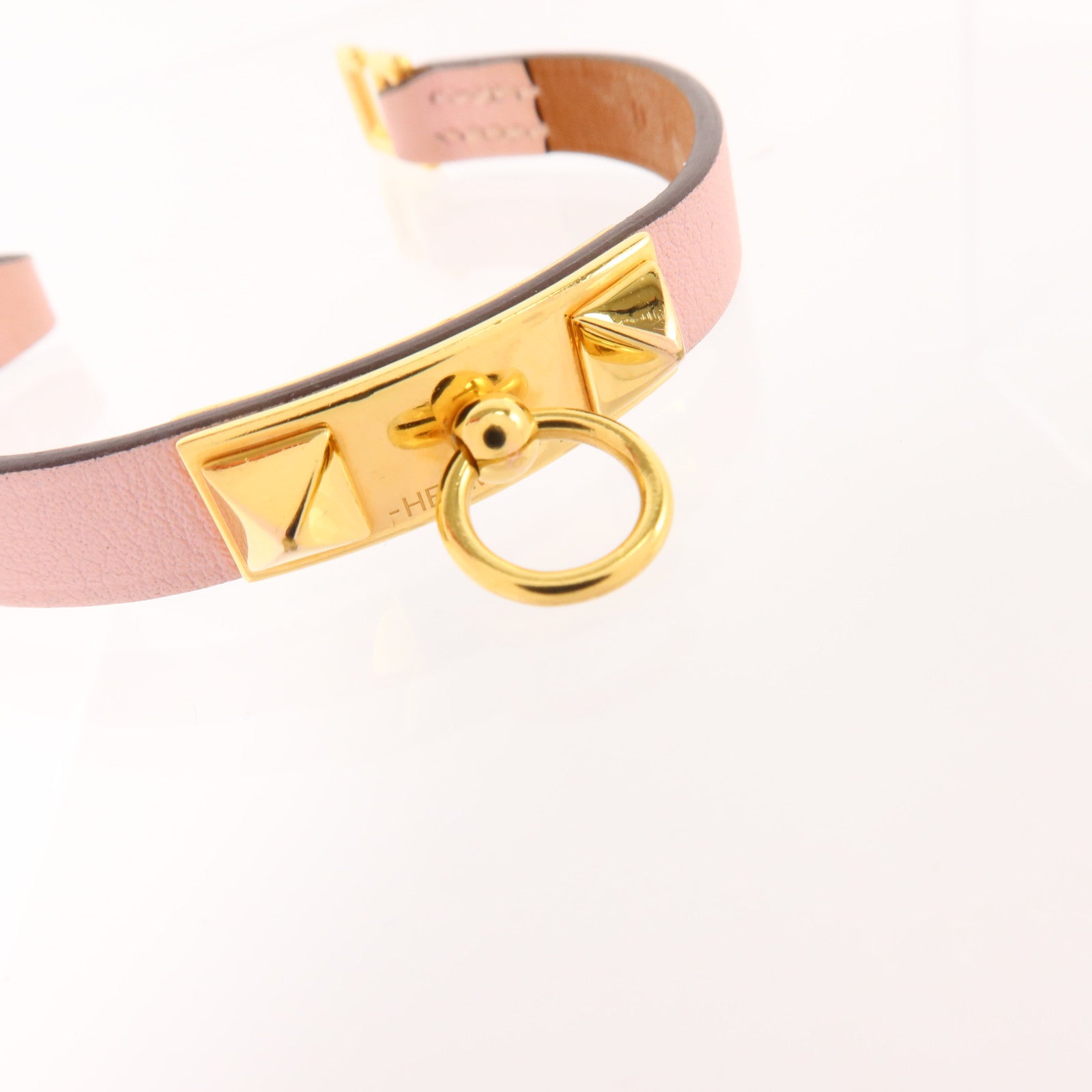 HERMES Swift皮革Rivale Mini Bracelet金扣手鏈Mauve Pale