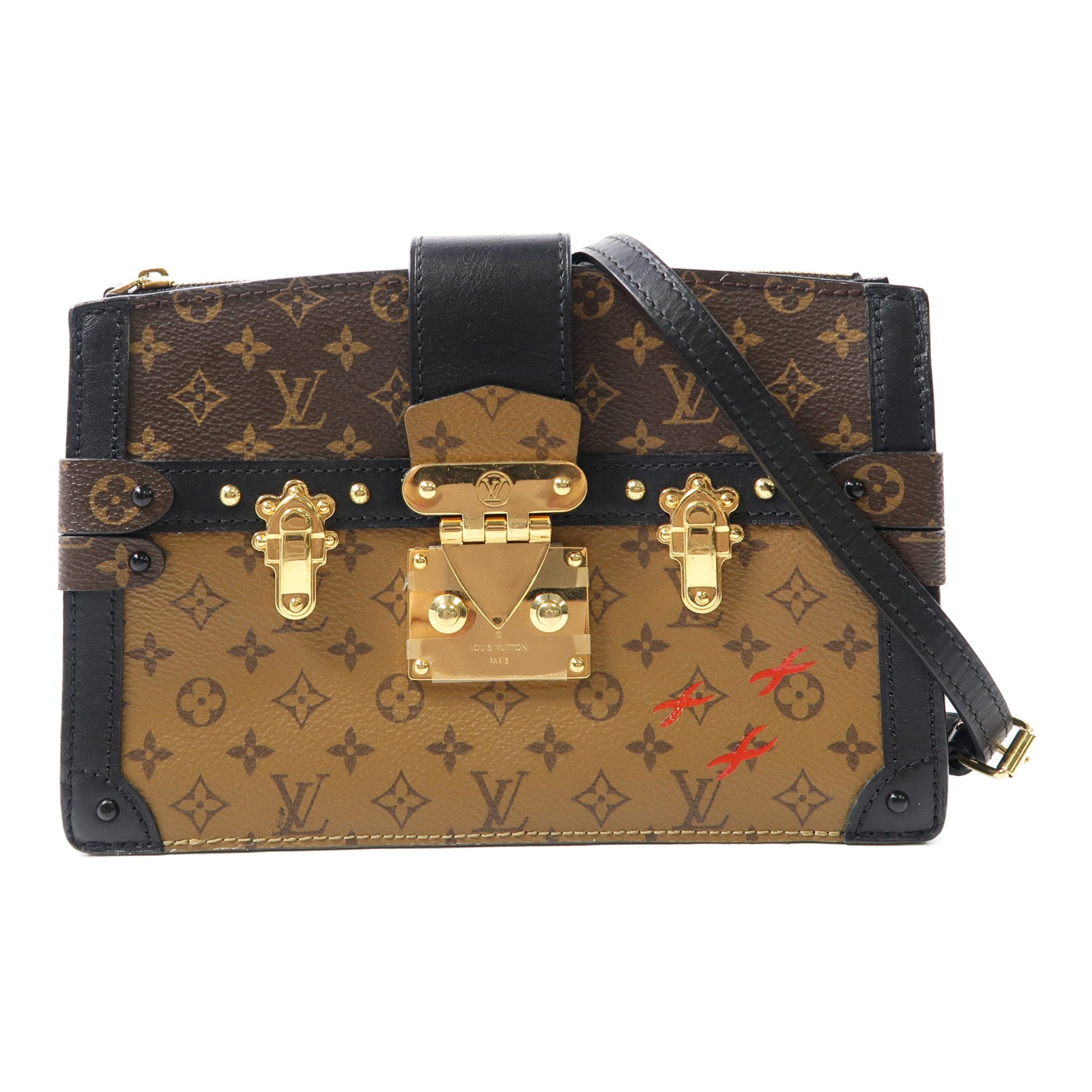 LOUIS VUITTON (PRICE DOWN) LV GHW Trunk Clutch Shoulder Bag M43596 Monogram Brown