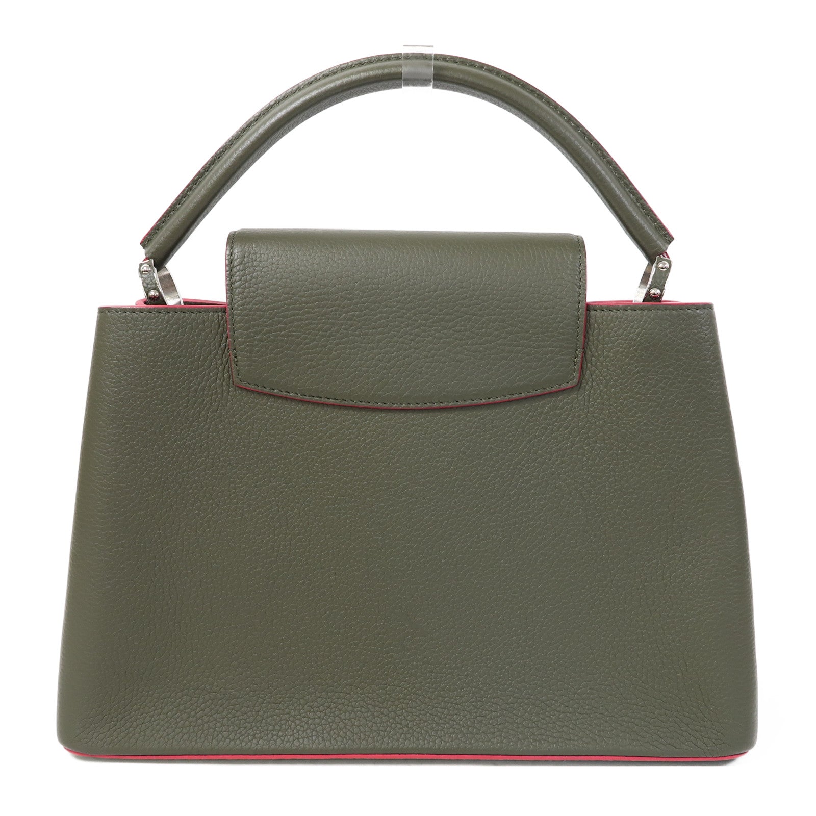 LOUIS VUITTON 【激減優惠】牛皮皮革Capucines銀扣手挽袋綠色