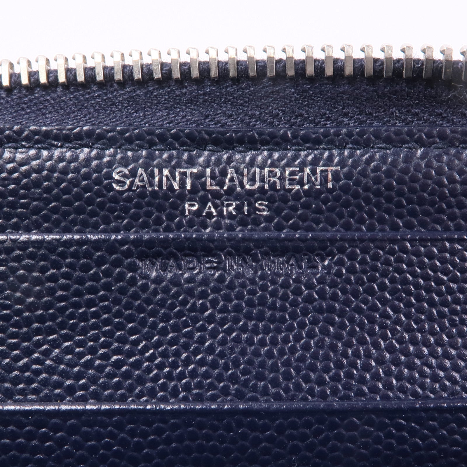 SAINT LAURENT 牛皮皮革Zipper Wallet銀扣長錢包