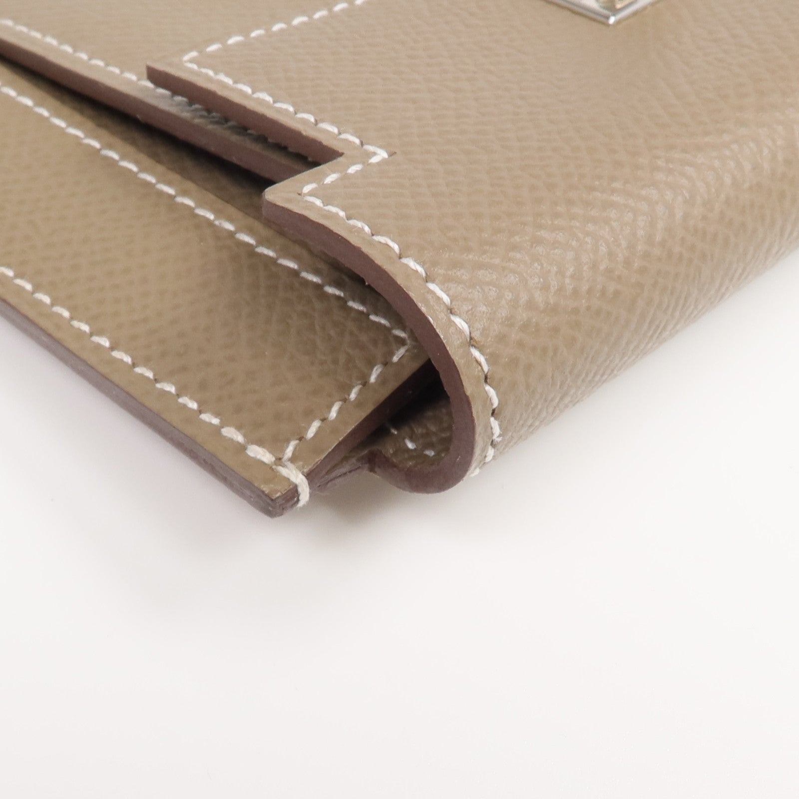 HERMES Epsom皮革Kelly Pocket銀扣錢包Etoupe