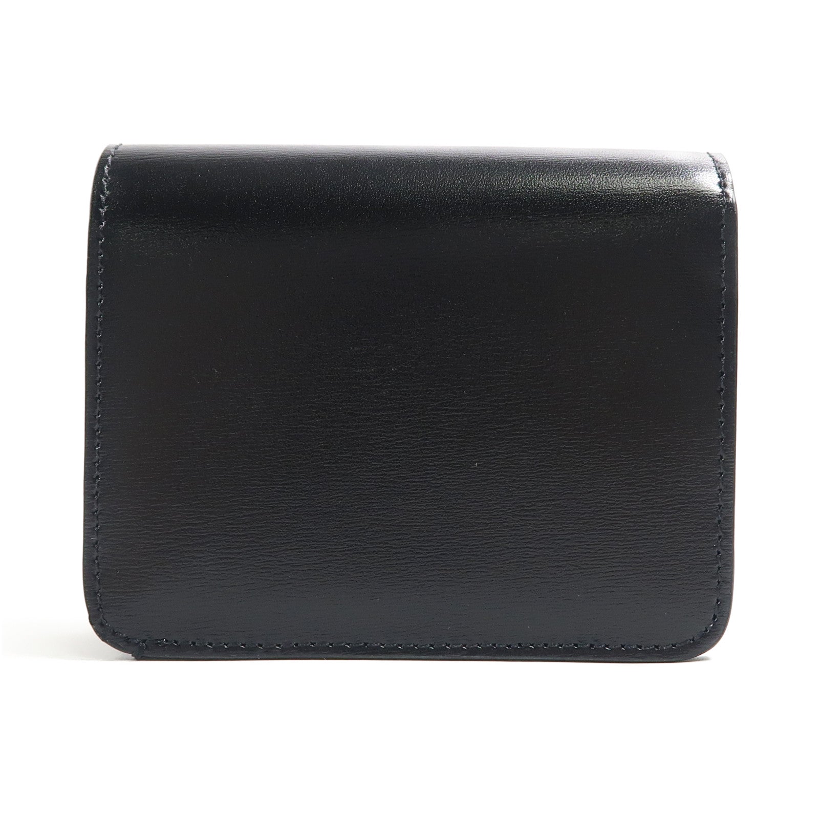 CELINE 牛皮皮革Triomphe Compact Wallet金扣錢包黑色
