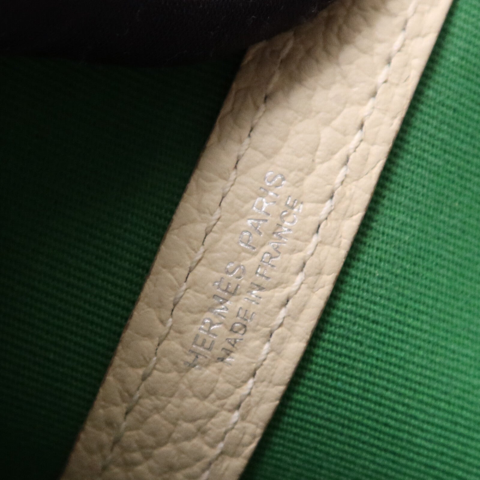 HERMES 帆布Garden Party TPM銀扣手挽袋Cactus/Craie