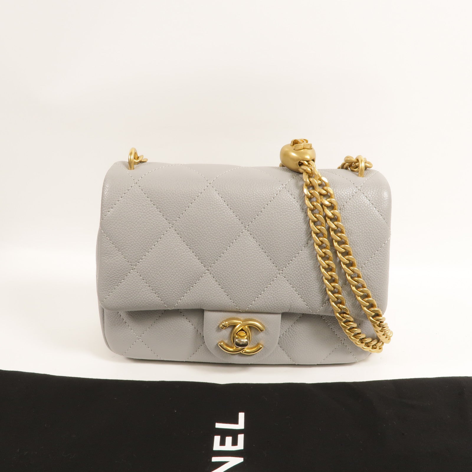 CHANEL 牛皮皮革Mini Coco Shoulder鏈帶肩背袋