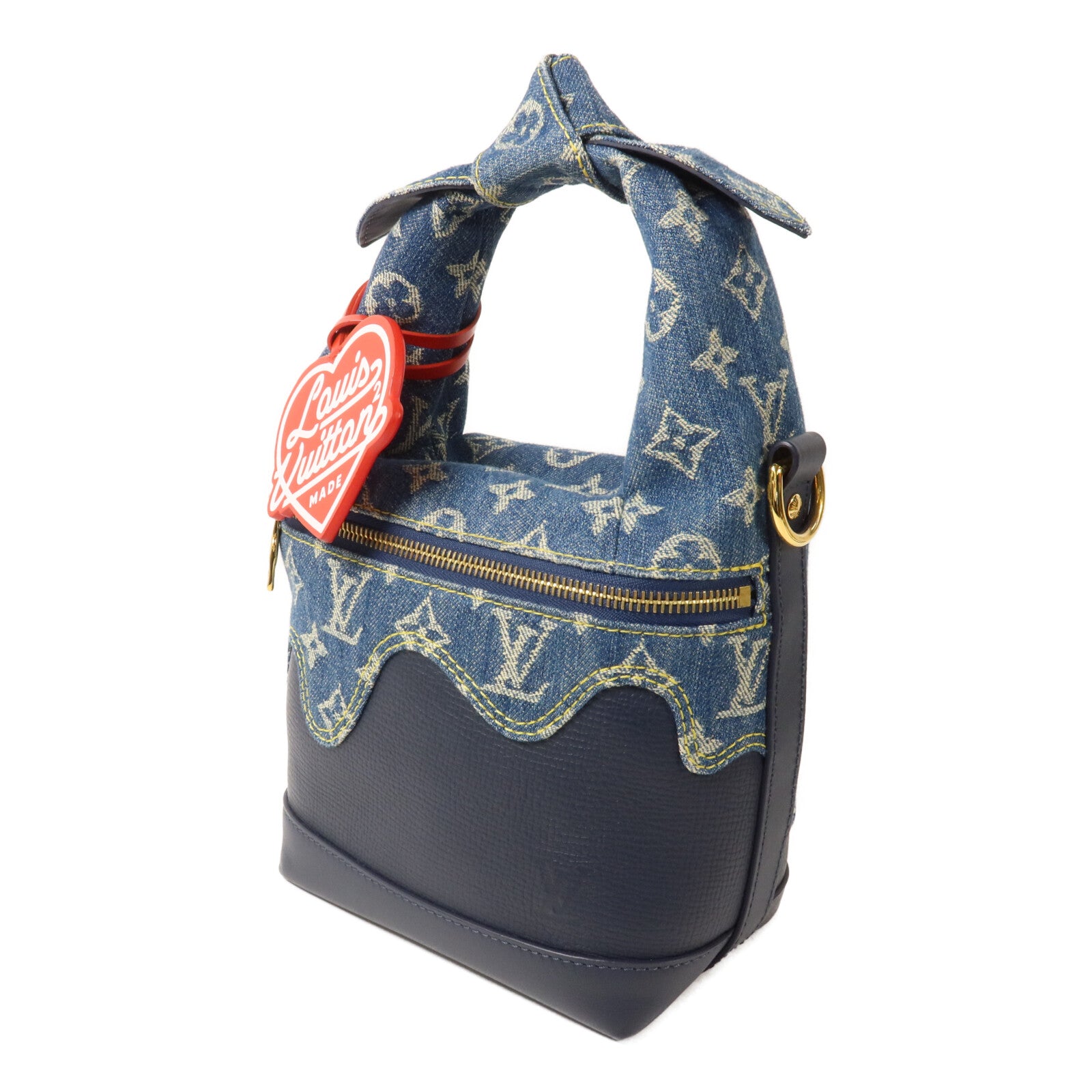 LOUIS VUITTON Monogram Denim/Taurillon Japanese Cruiser手挽肩背兩用袋