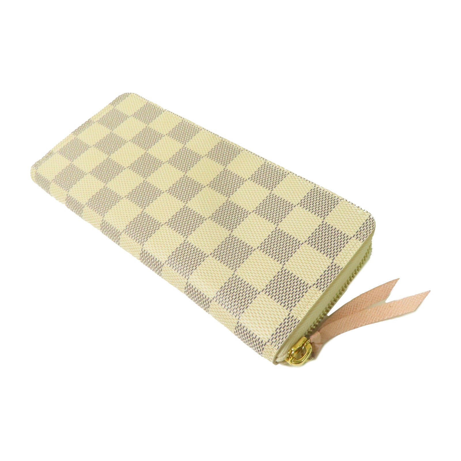 LOUIS VUITTON Damier Azur Zipper Long Wallet金扣長錢包白色