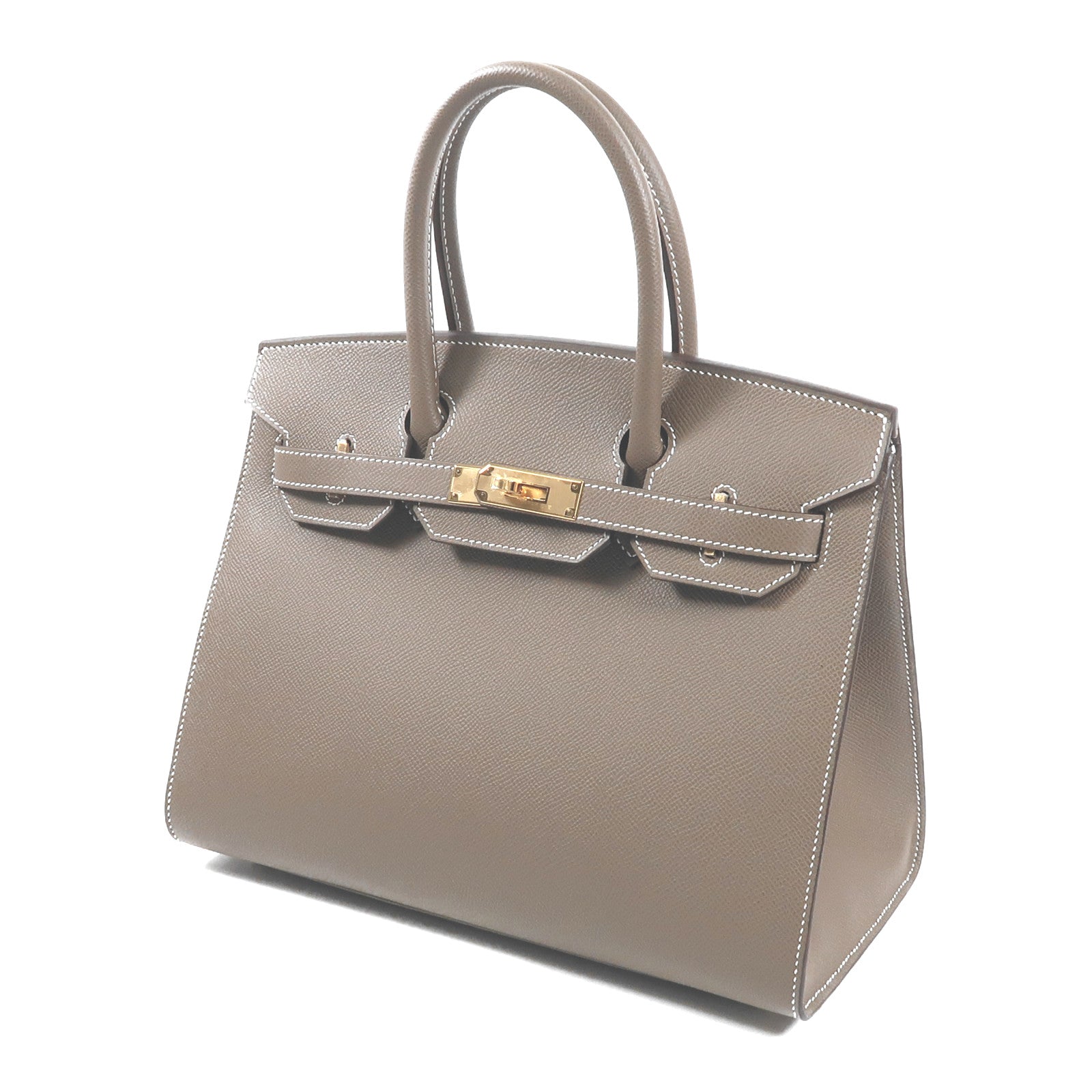 HERMES Epsom皮革Birkin 30金扣手挽袋Etoupe